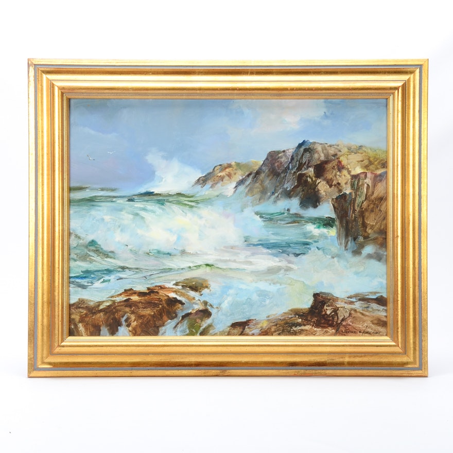 Marshall Woodside Joyce Oil Painting of a Seascape