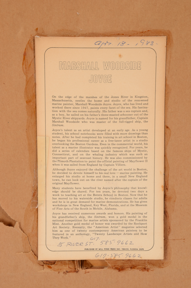 Marshall Woodside Joyce Oil Painting of a Seascape