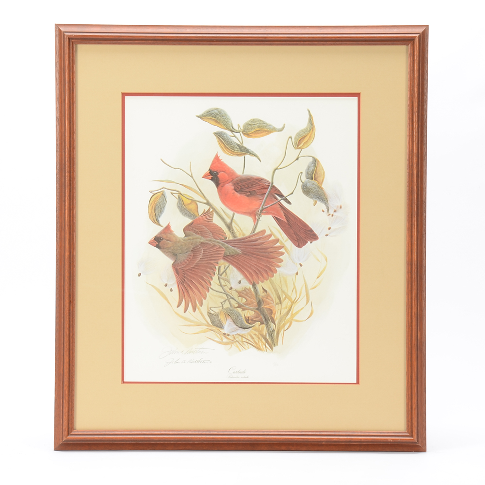 John Ruthven Limited Edition Offset Lithograph "Cardinals"
