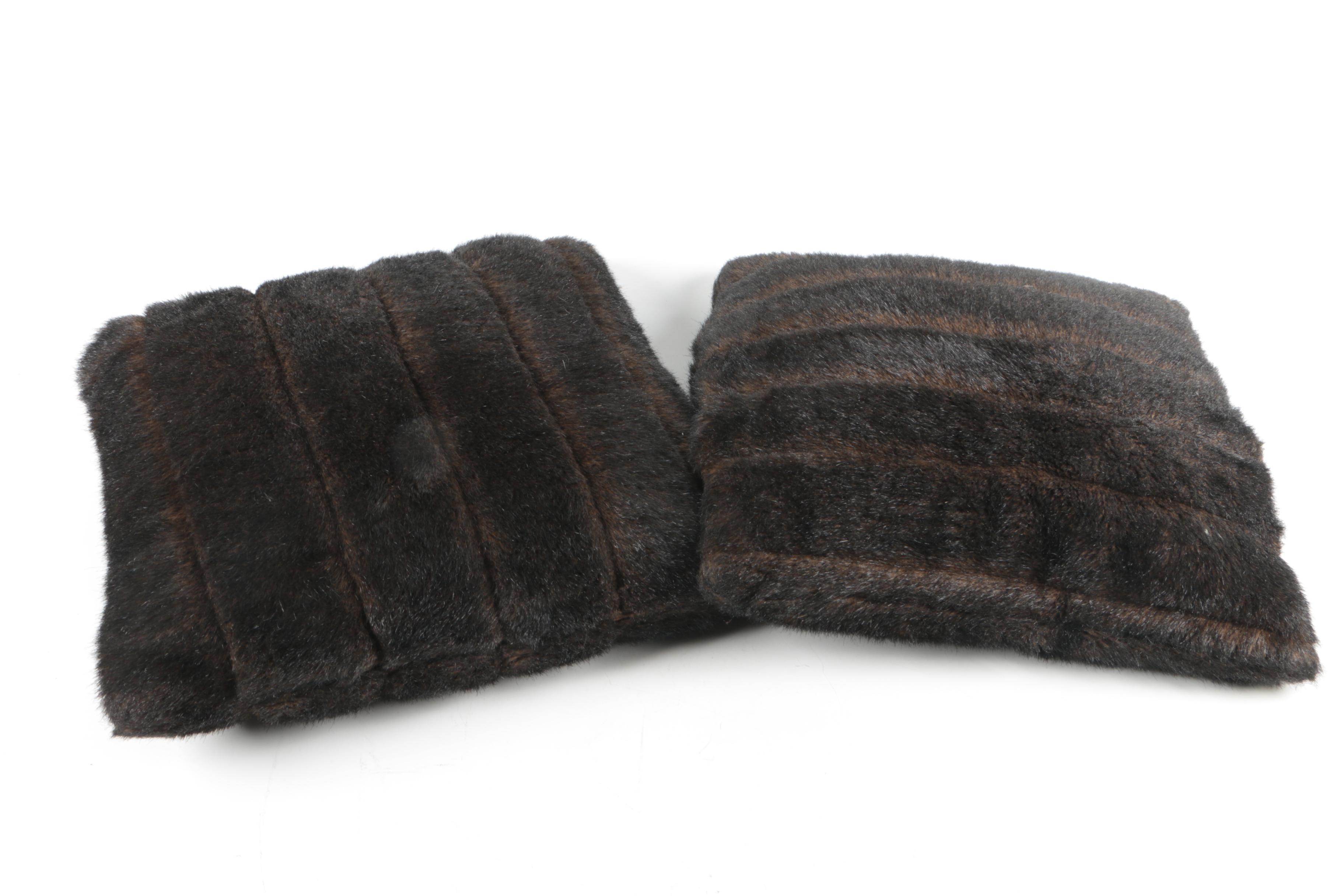 Pairing of Black Faux Fur Pillows