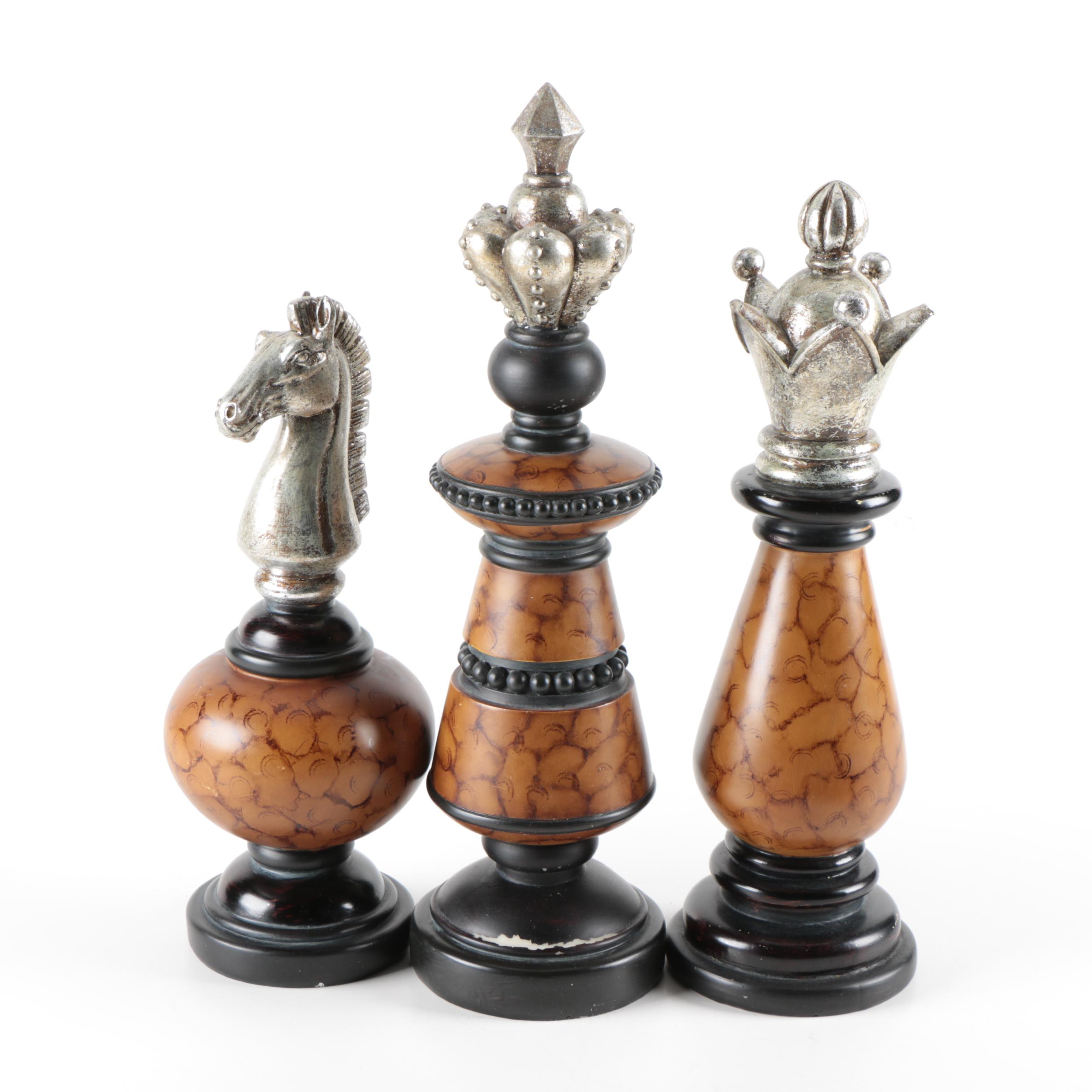 Mark Roberts Chess Piece Figurines with Silver Tone Accents