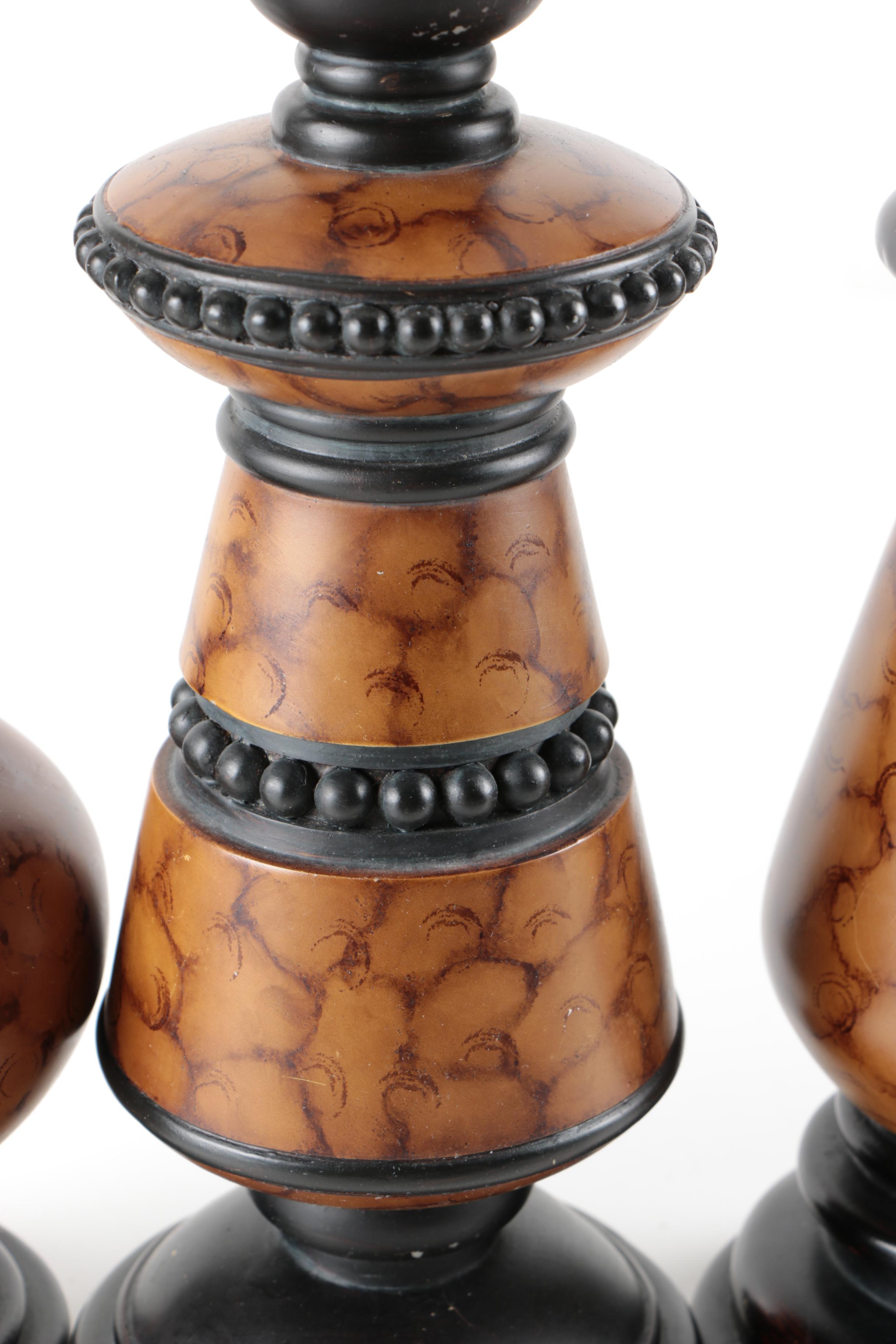 Mark Roberts Chess Piece Figurines with Silver Tone Accents