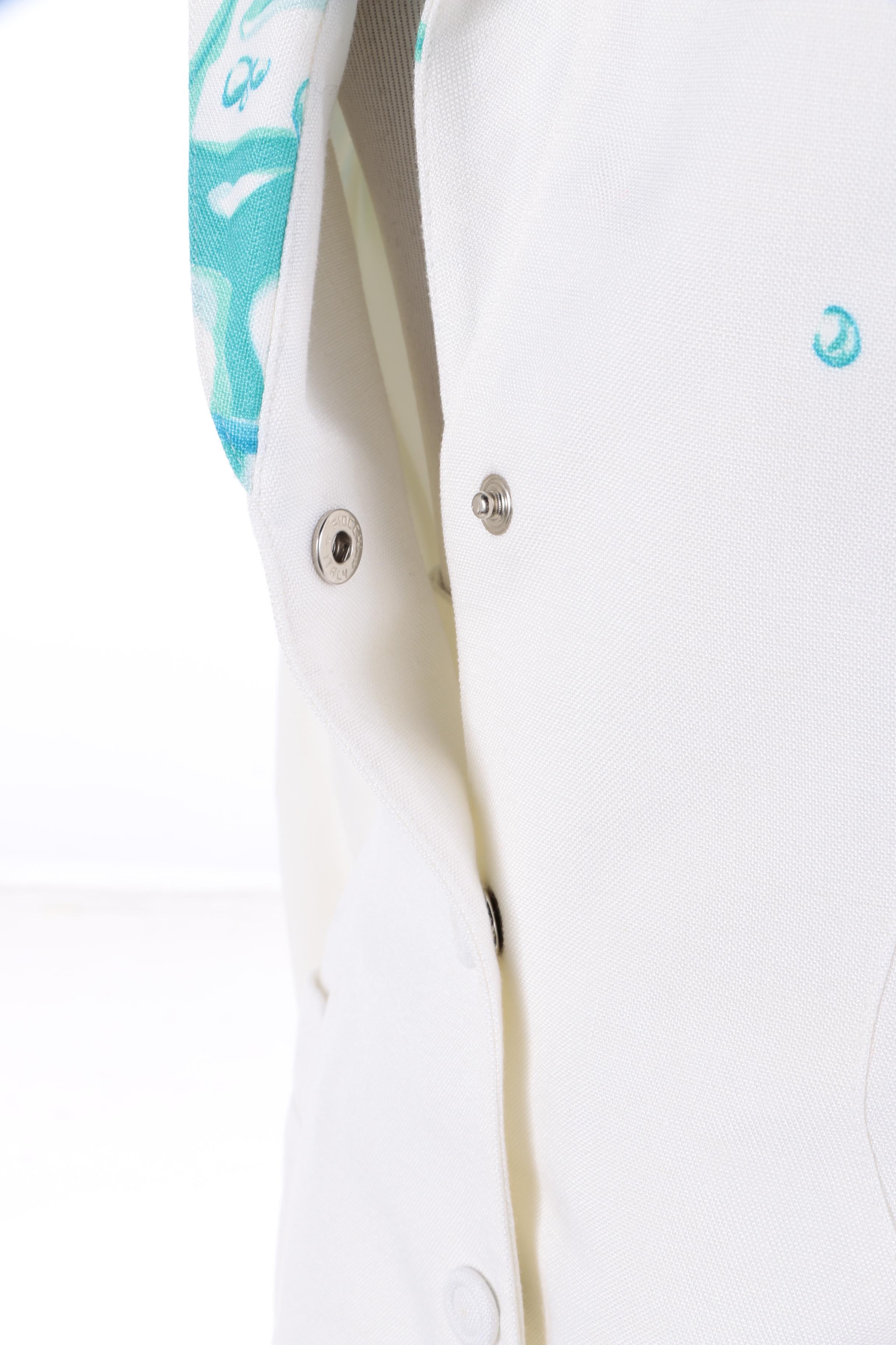 Thierry Mugler of Paris Blue Coral Print Skirt Suit, Made in France