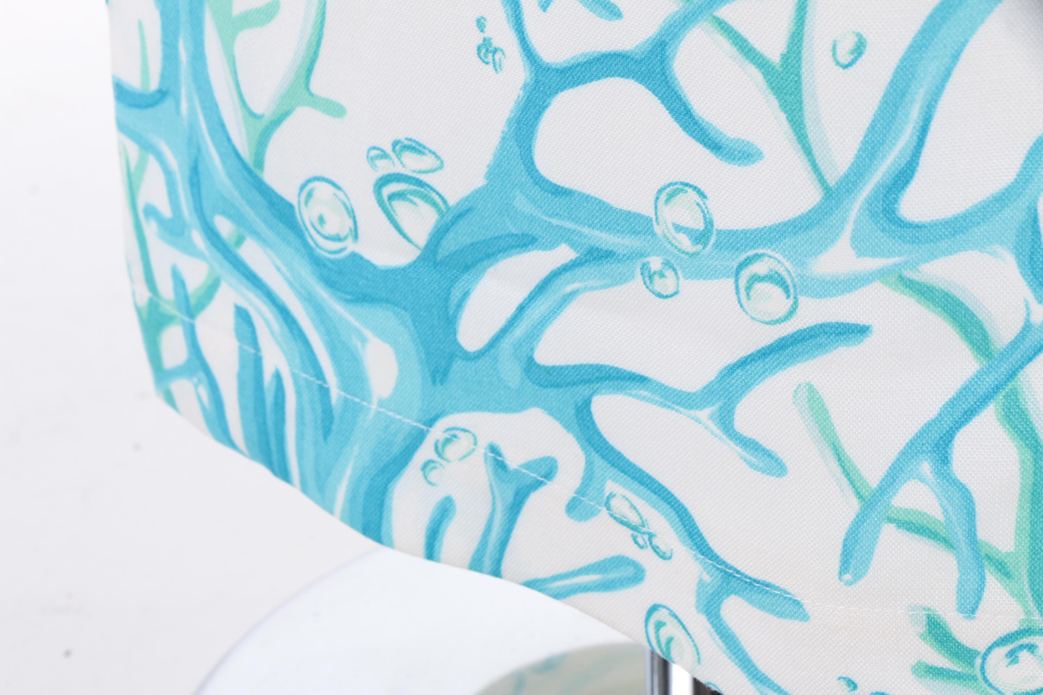 Thierry Mugler of Paris Blue Coral Print Skirt Suit, Made in France