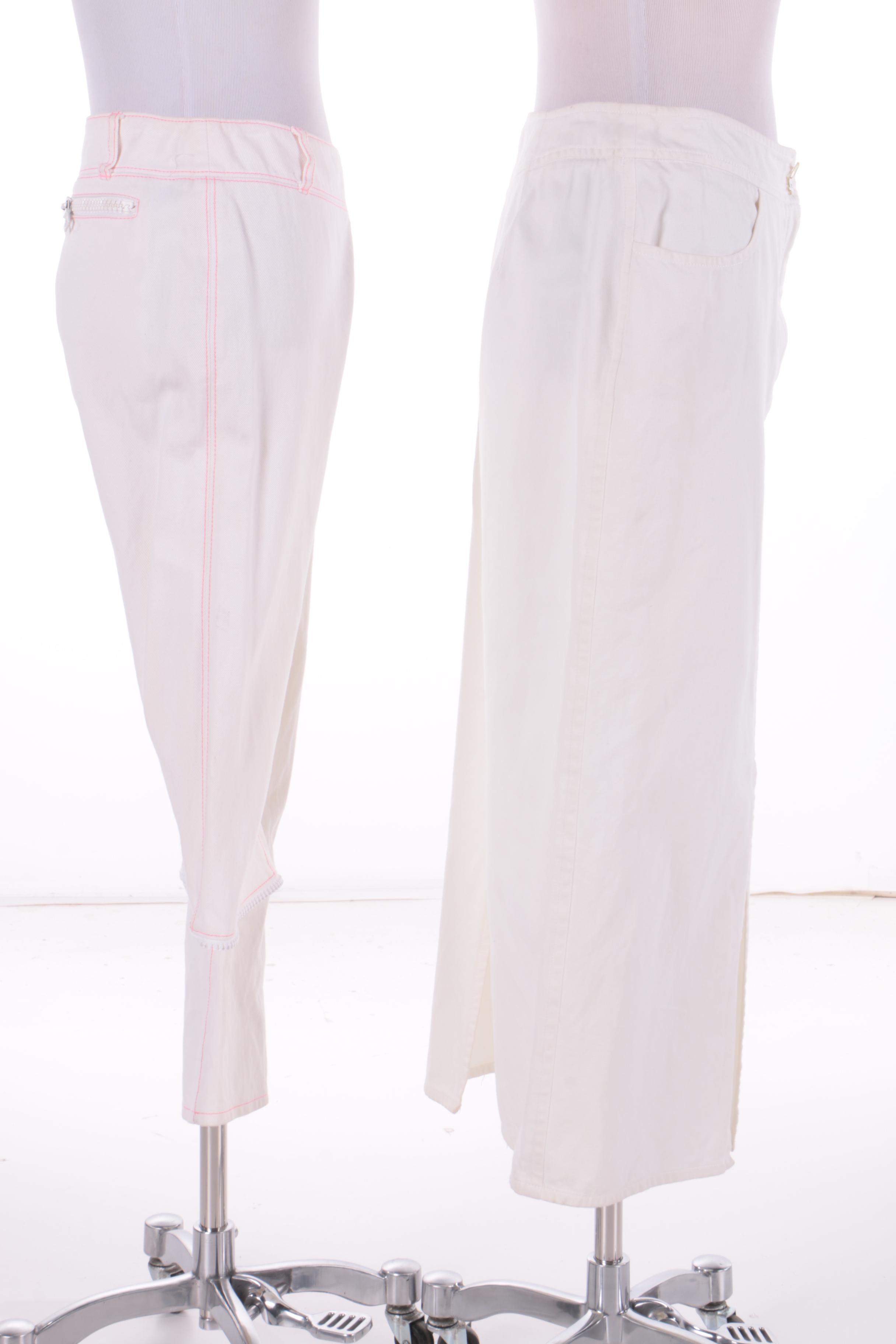 Chanel White Denim Skirt and Miu Miu White Denim Capris with Detachable Cuffs