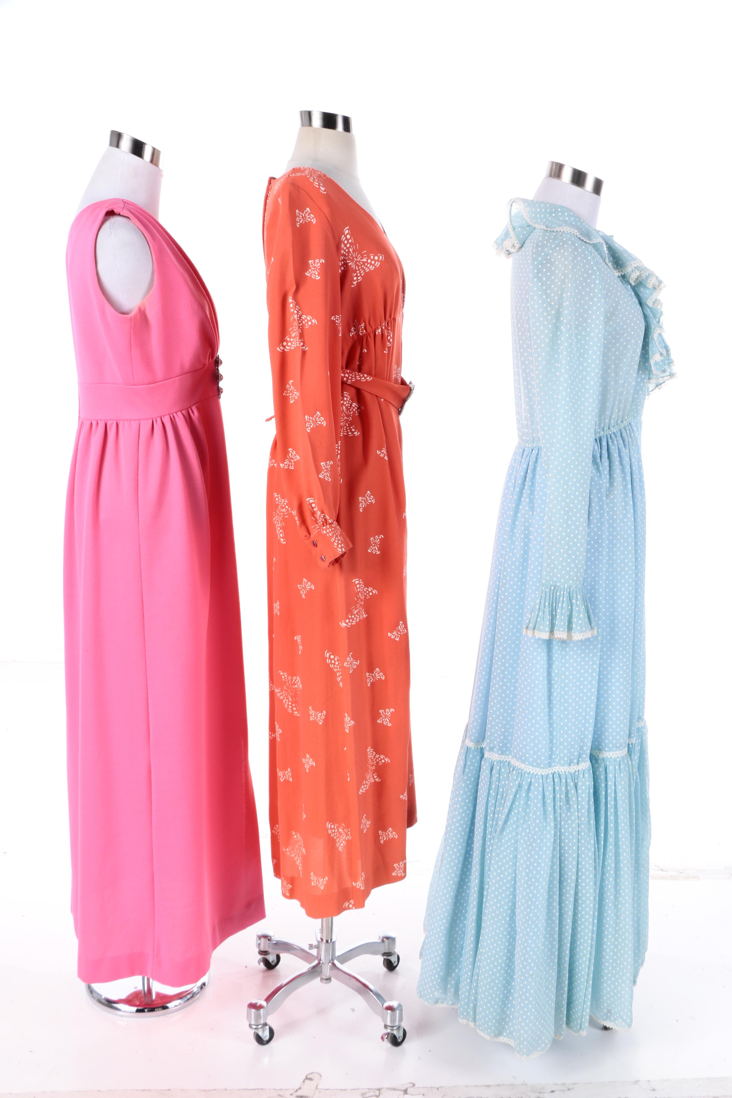 Women's 1970s Vintage Maxi Dresses Including Victor Costa