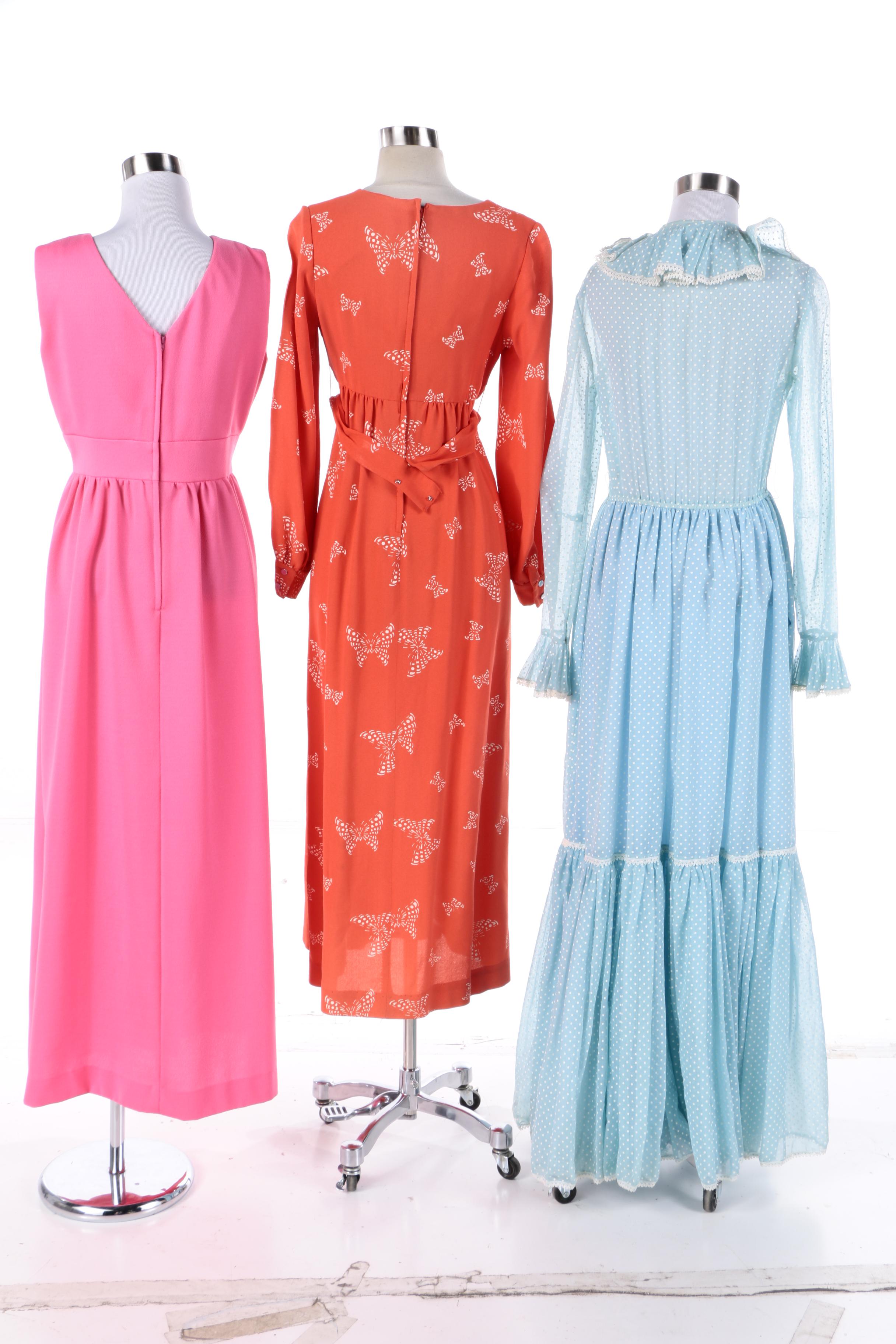Women's 1970s Vintage Maxi Dresses Including Victor Costa