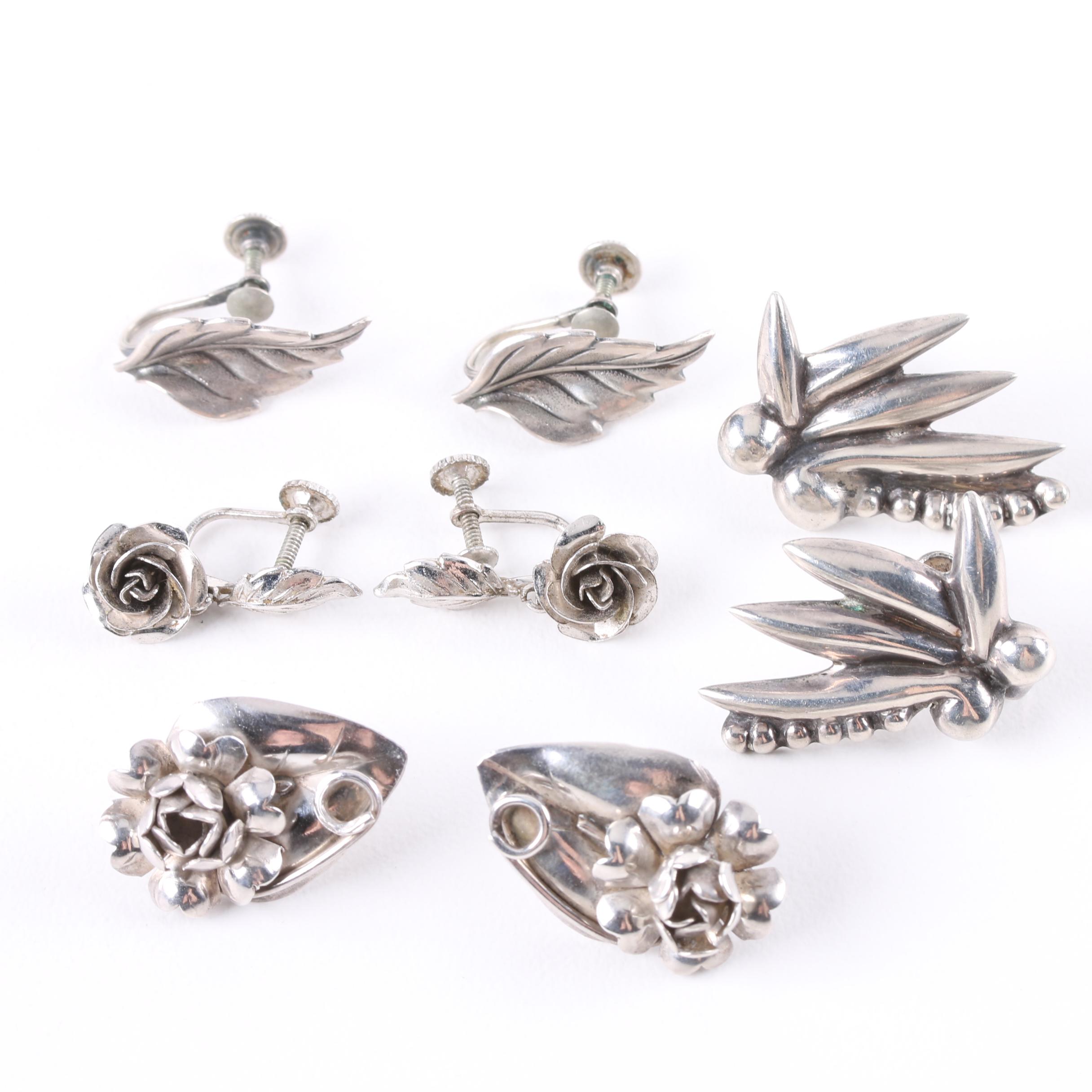 Vintage Sterling Silver Earrings Including Beau