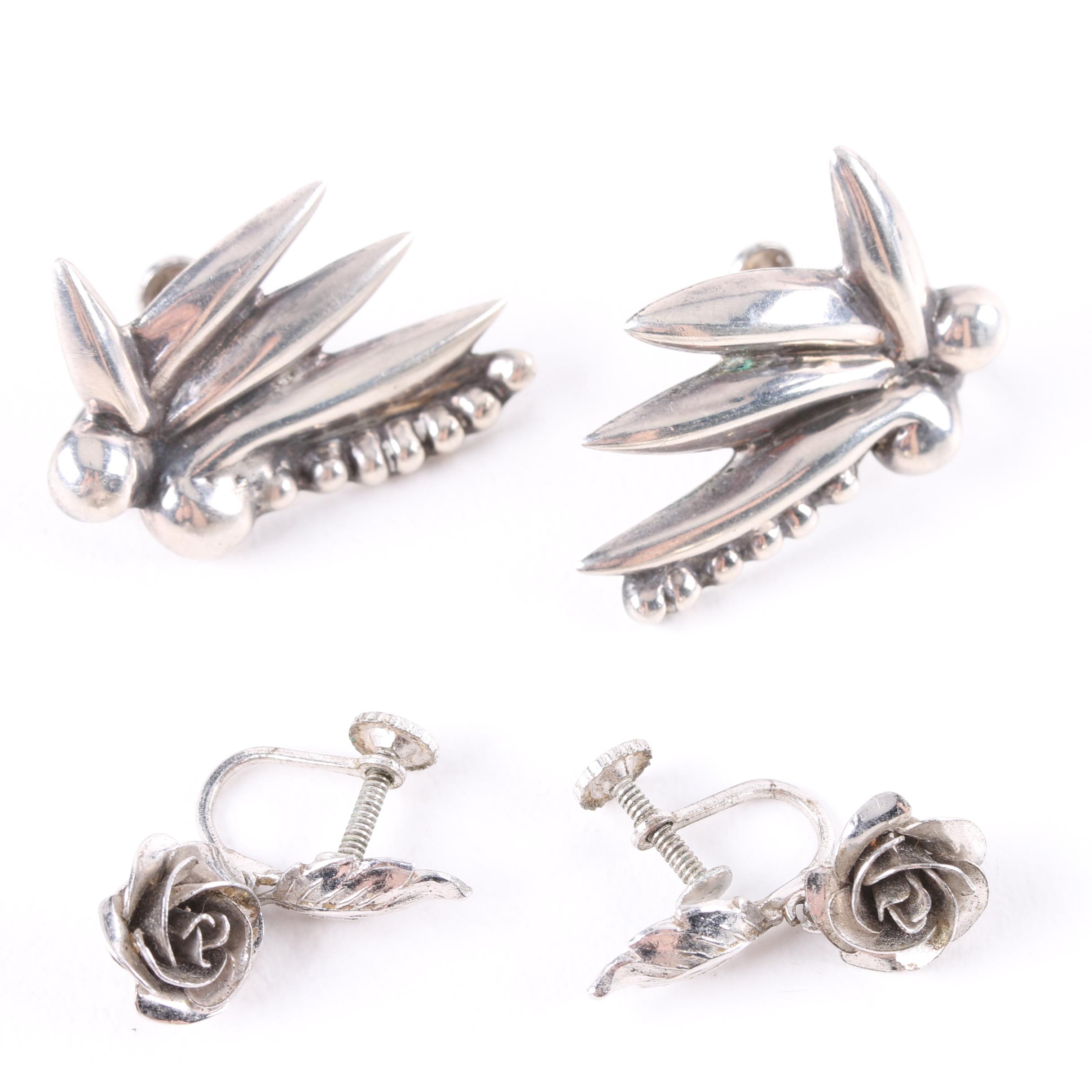 Vintage Sterling Silver Earrings Including Beau