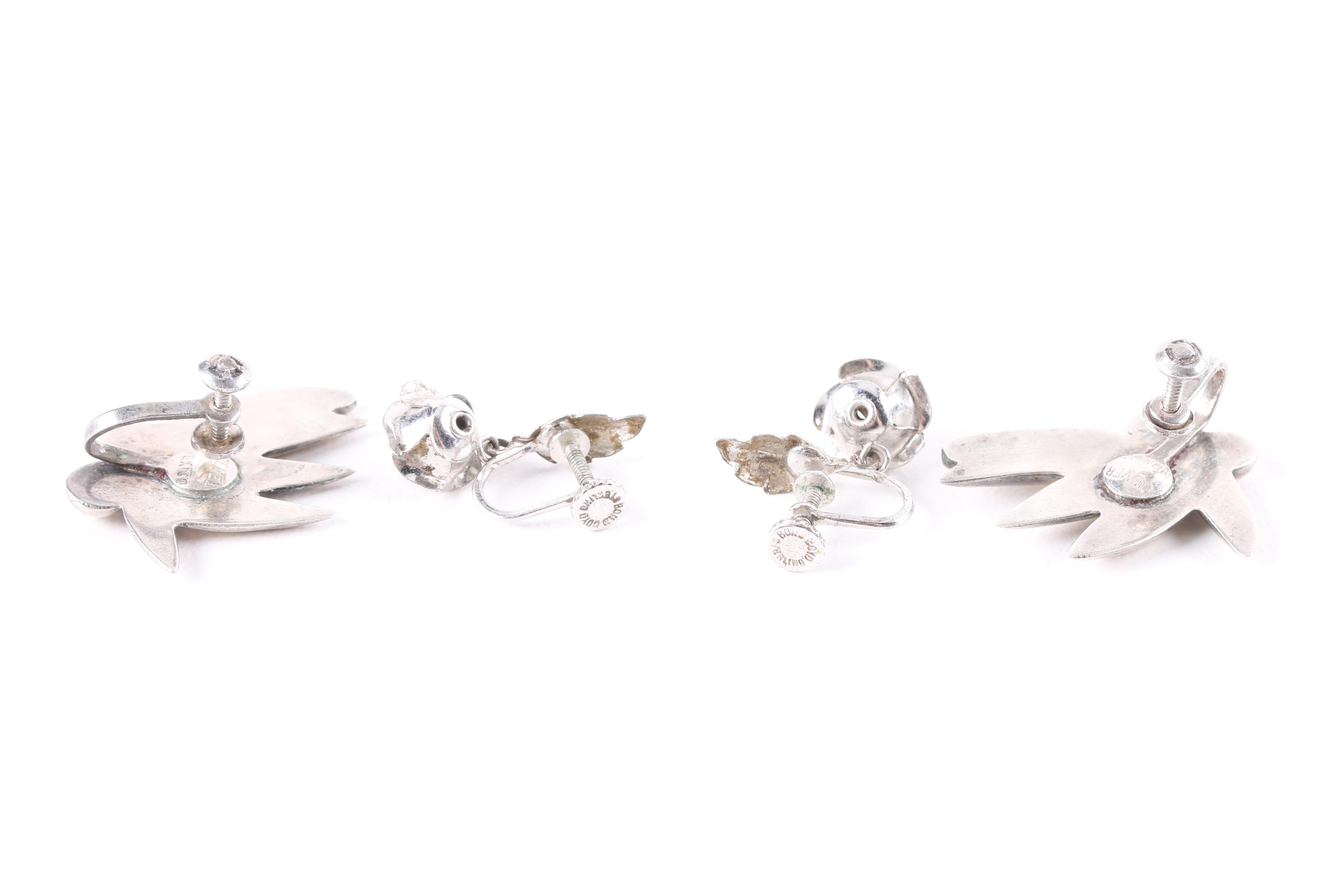 Vintage Sterling Silver Earrings Including Beau