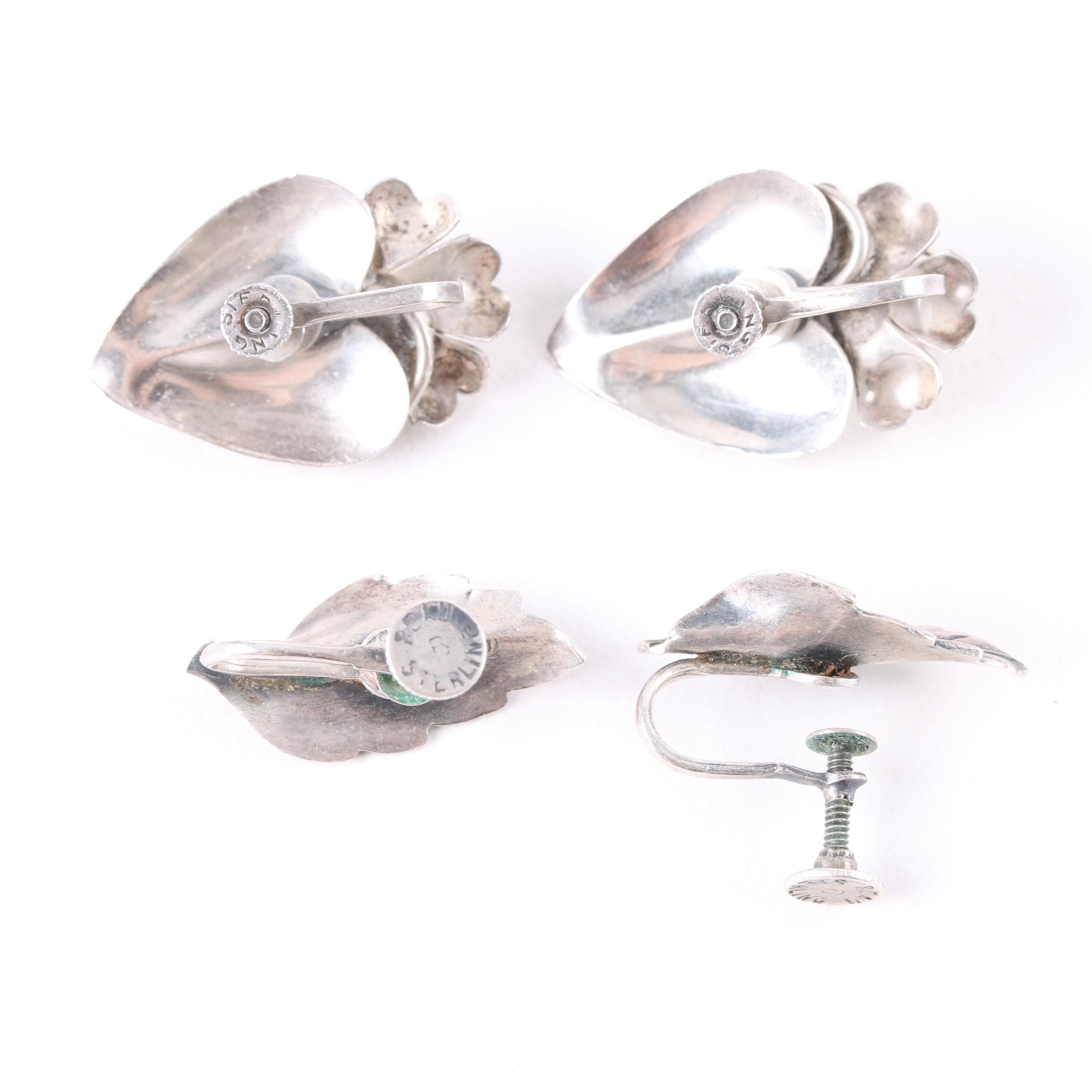 Vintage Sterling Silver Earrings Including Beau