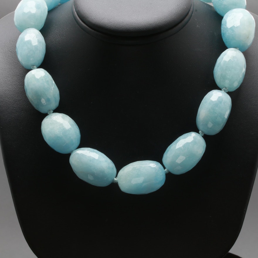 Sterling Silver Aquamarine Beaded Necklace