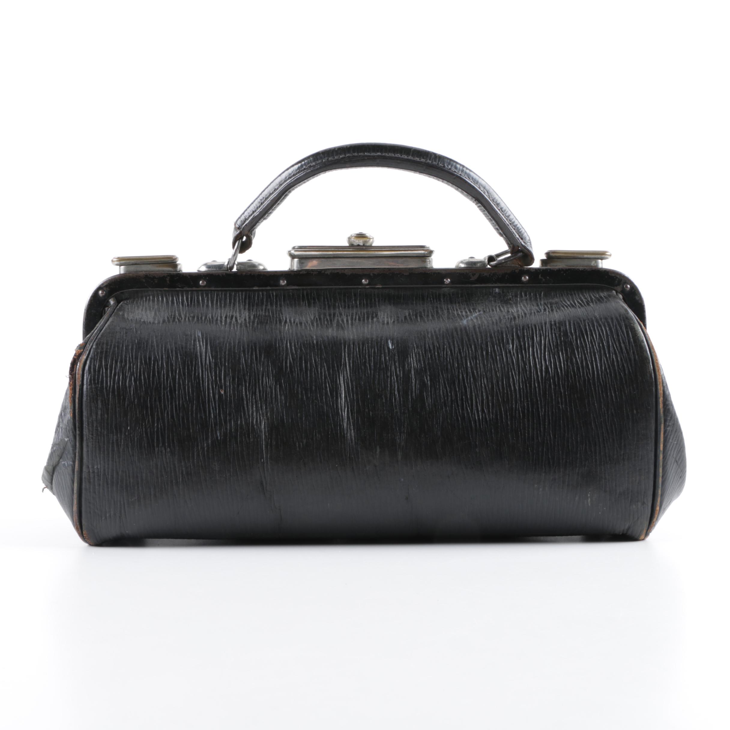 Vintage Black Leather Satchel