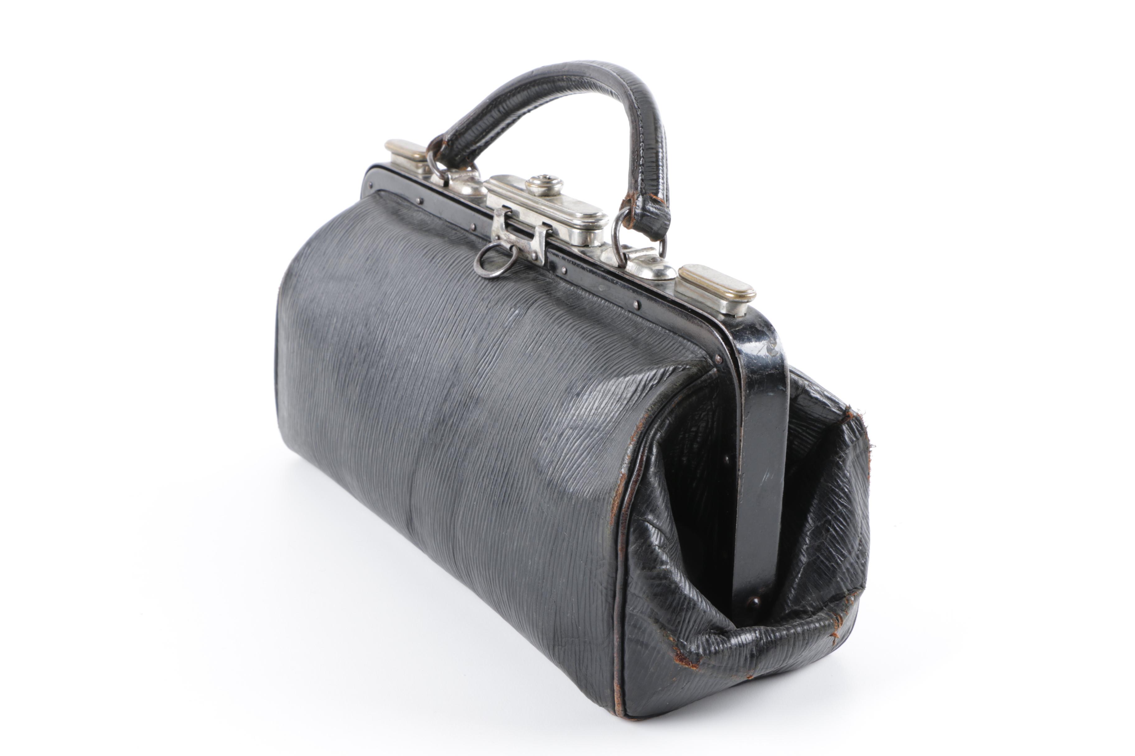 Vintage Black Leather Satchel