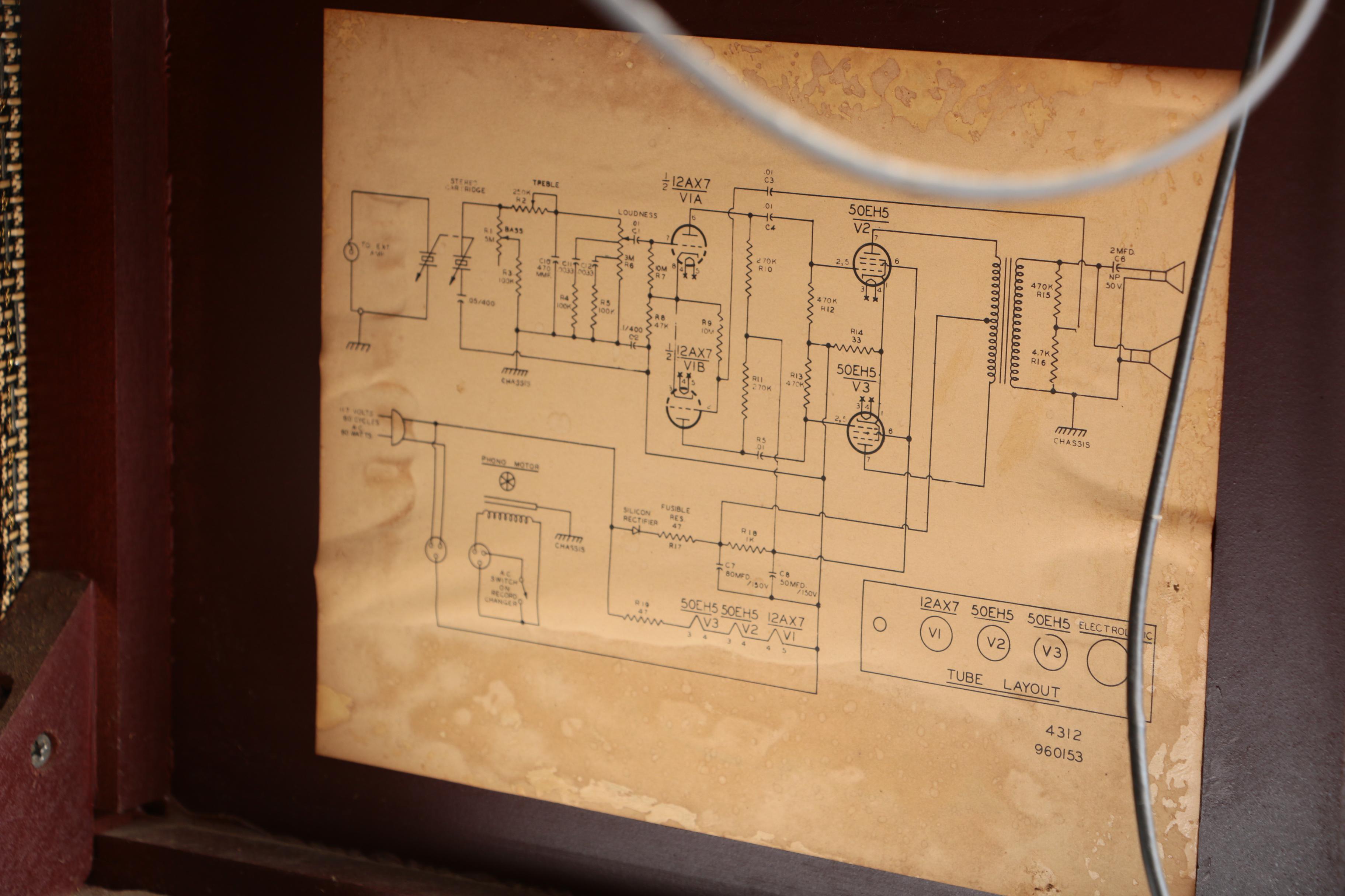 Sylvania Mid Century Stereo Turntable Console