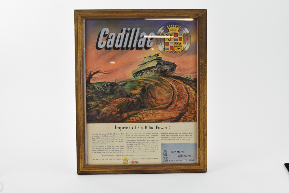 World War II Era Cadillac Magazine Advertisement "Imprint of Cadillac Power!"