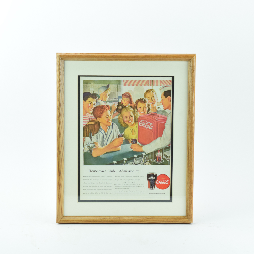 Circa 1950s Coca-Cola Magazine Advertisement "Home-town Club... Admission 5¢"