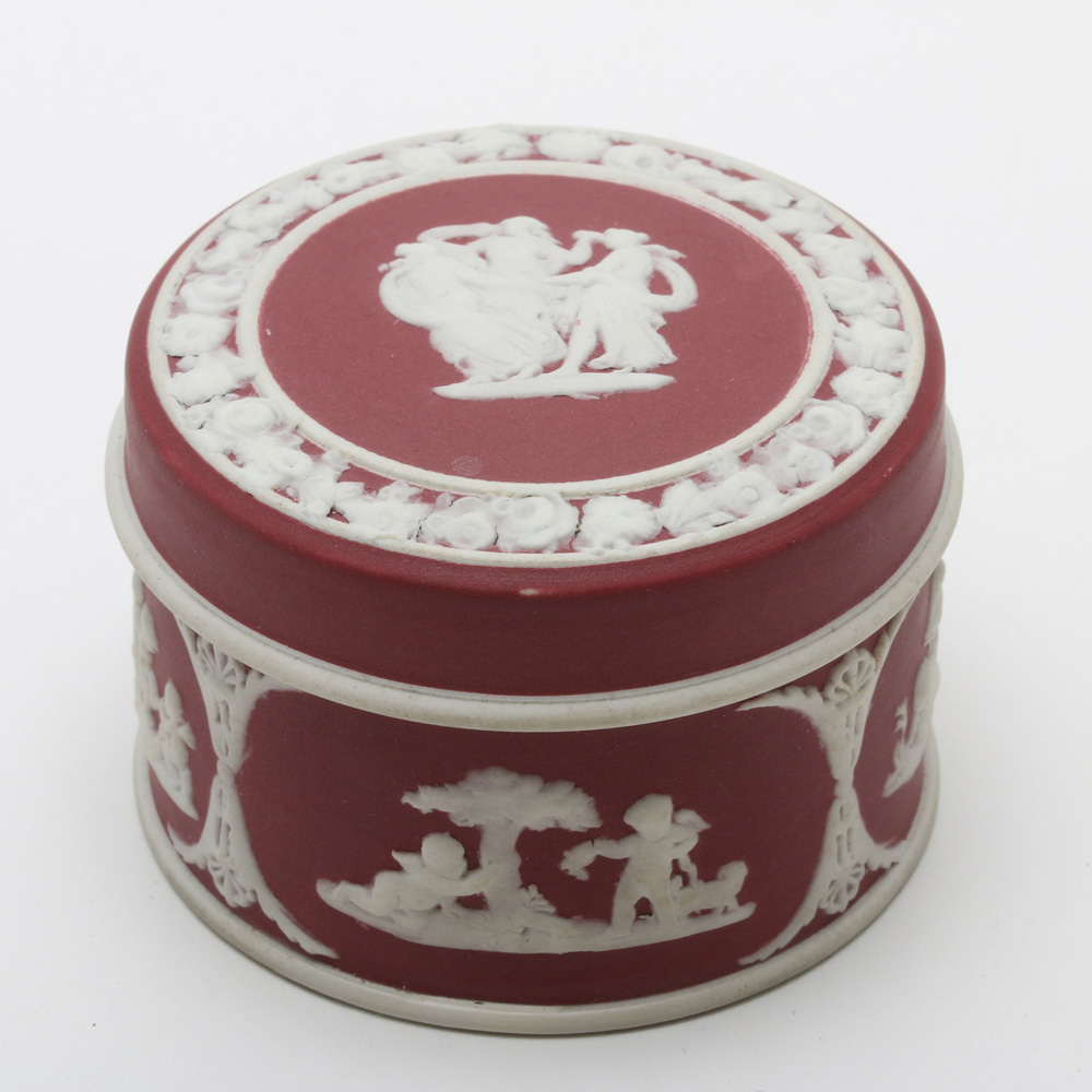 Antique Turner Sauce Boat and Vintage Wedgwood Crimson Jasperware Box