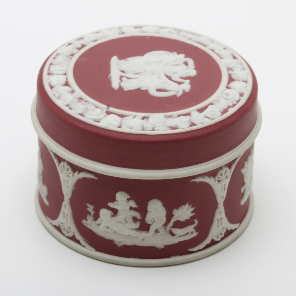 Antique Turner Sauce Boat and Vintage Wedgwood Crimson Jasperware Box