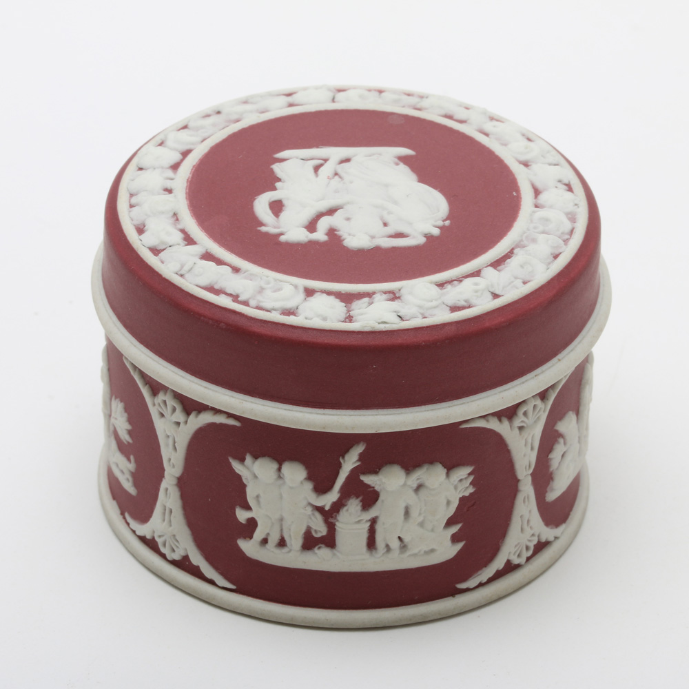 Antique Turner Sauce Boat and Vintage Wedgwood Crimson Jasperware Box