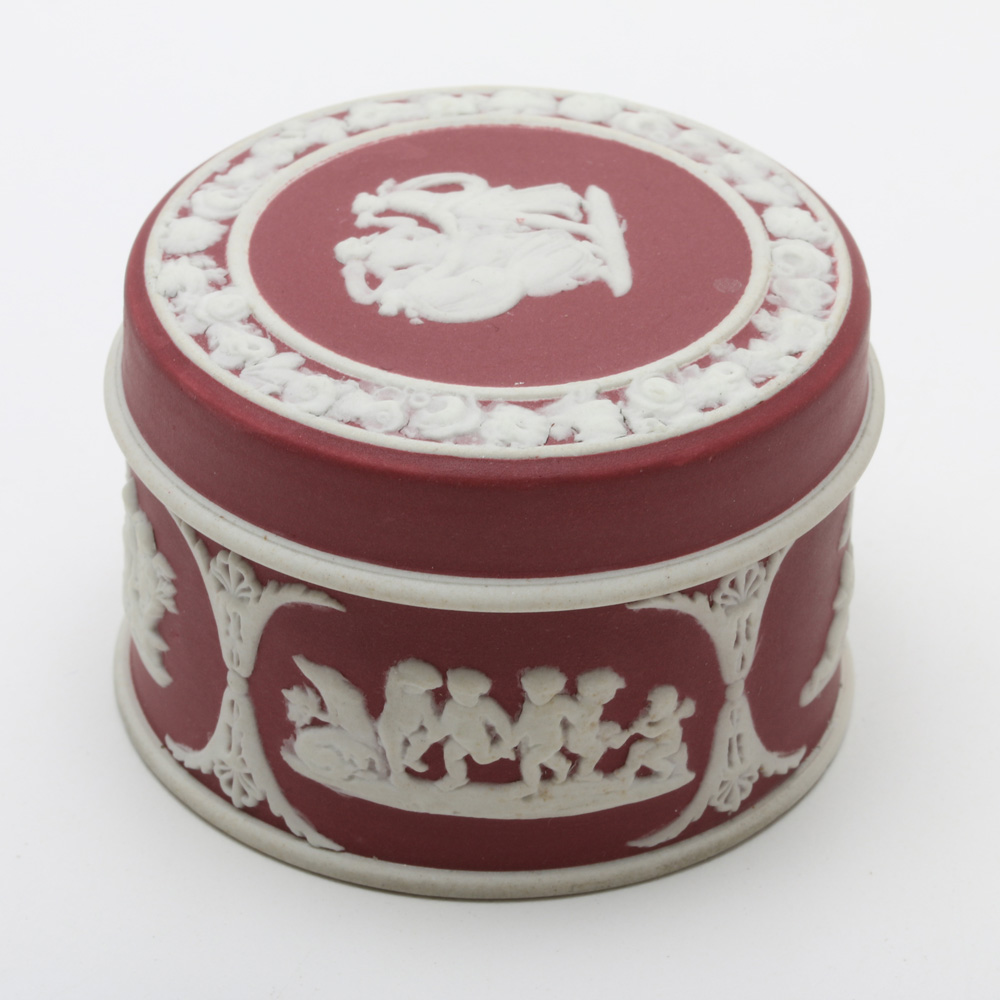 Antique Turner Sauce Boat and Vintage Wedgwood Crimson Jasperware Box