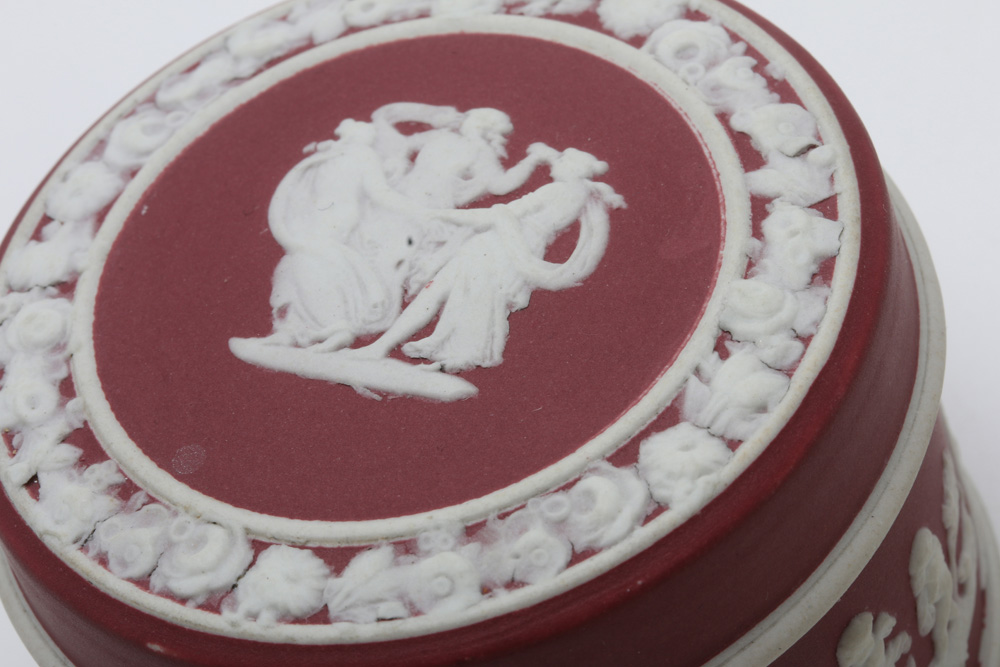 Antique Turner Sauce Boat and Vintage Wedgwood Crimson Jasperware Box