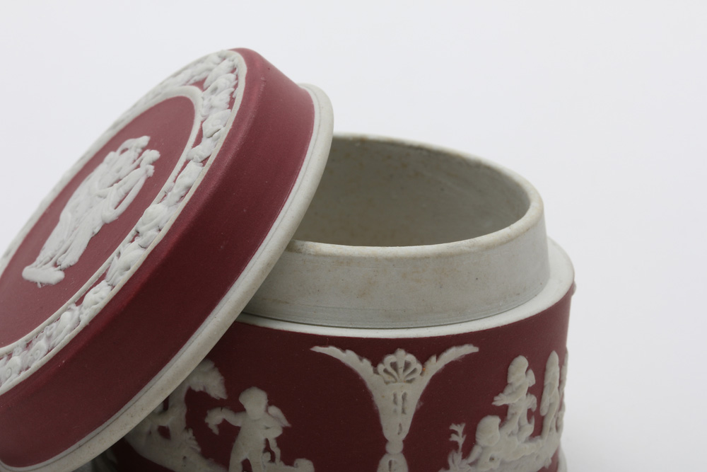 Antique Turner Sauce Boat and Vintage Wedgwood Crimson Jasperware Box