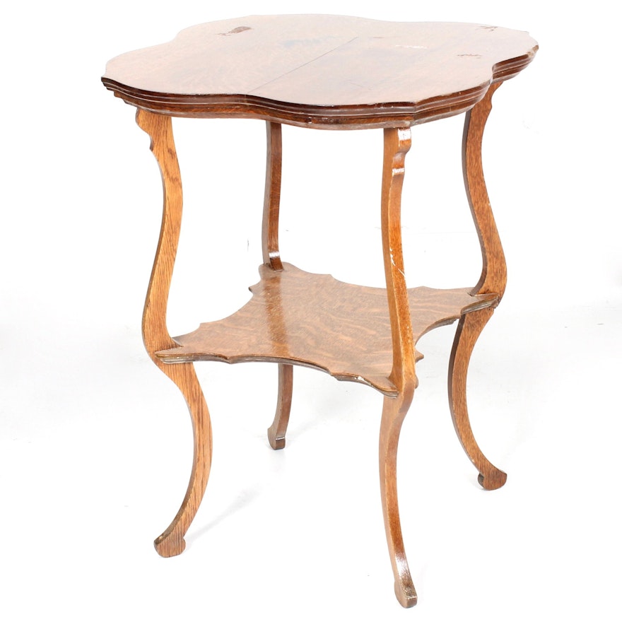 Antique Quarter-Sawn Oak Accent Table