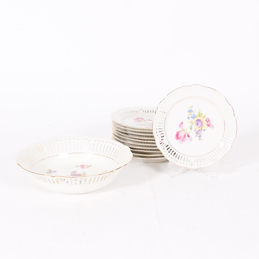 Set of Schwarzenhammer China Floral Cake Plates