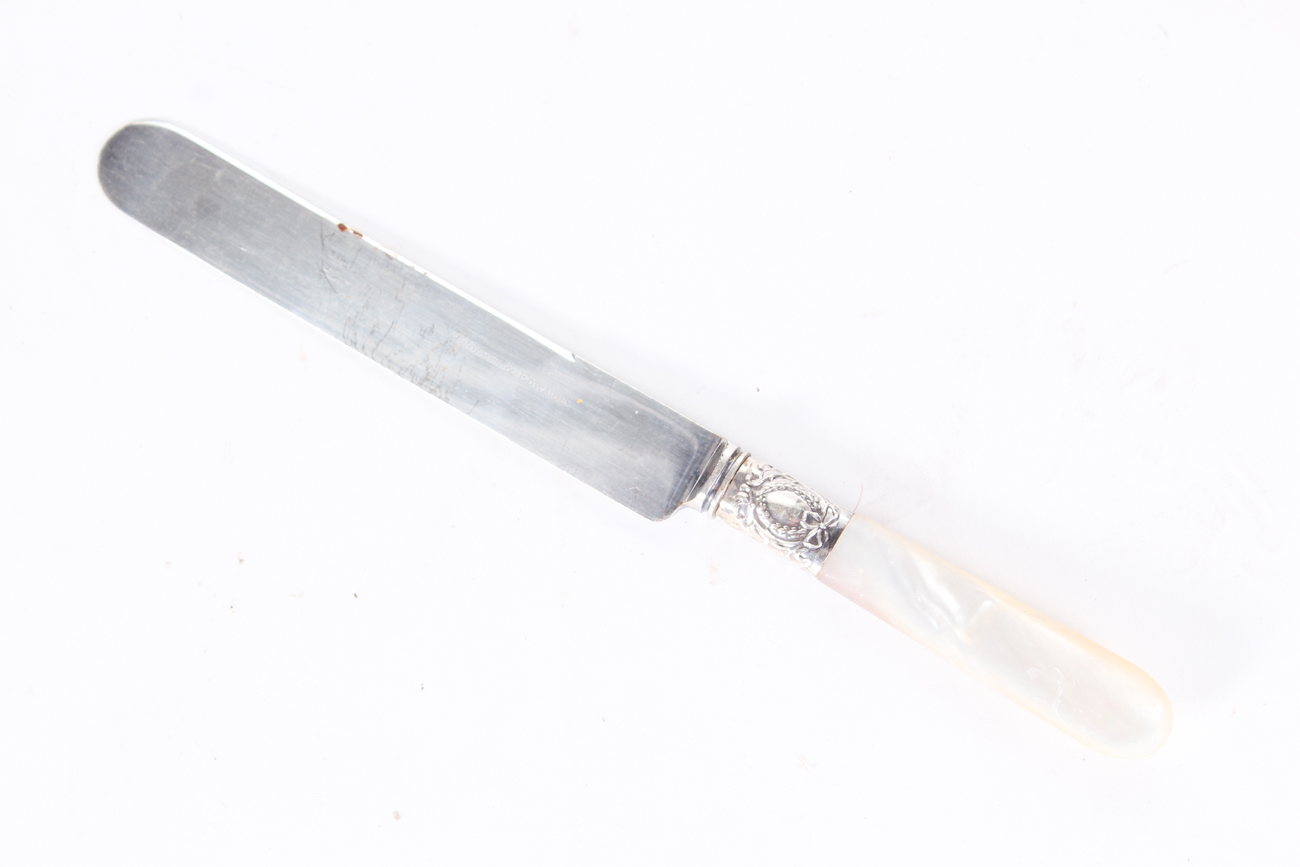 Holmes & Edwards Mother-of-Pearl Handle and Sterling Silver Bolster Knives