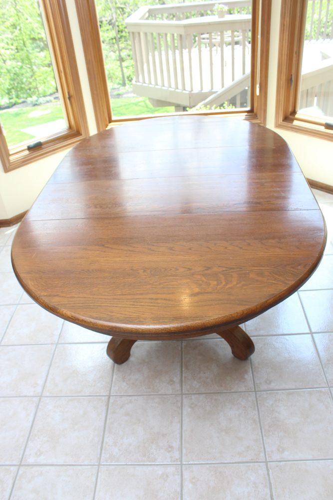 Vintage Walter of Wabash Oak Pedestal Dining Table