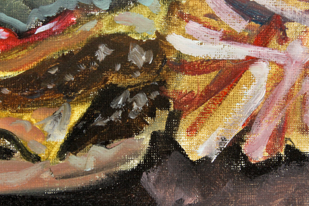 Martin Azari Oil Painting of Hamburger and Fries