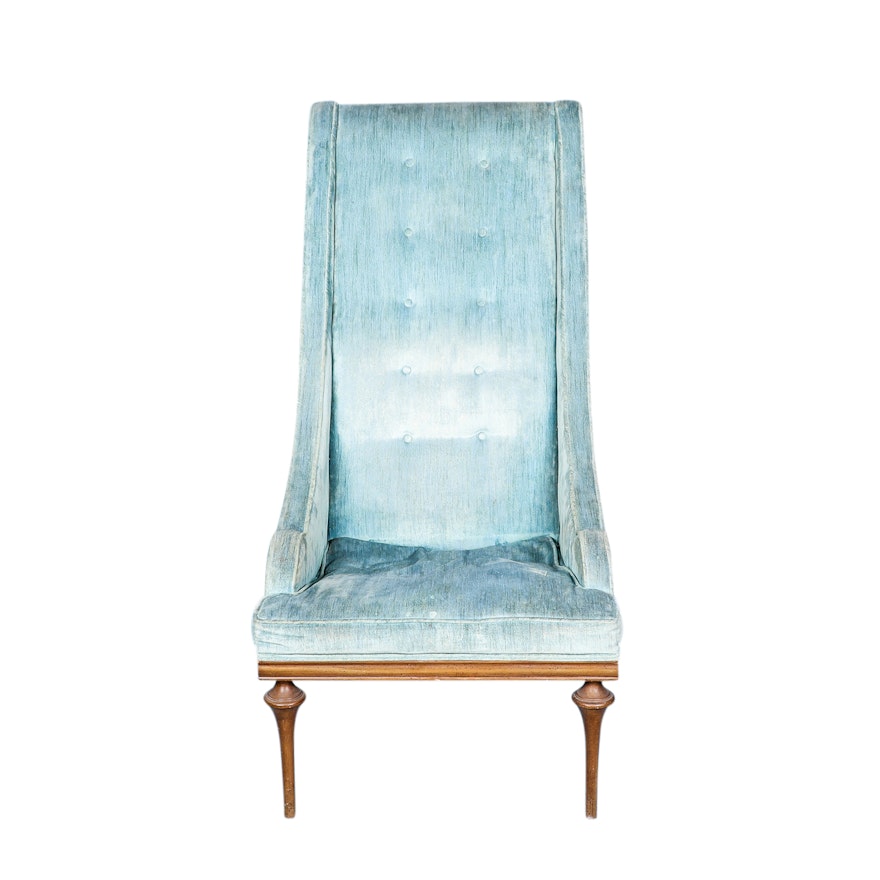 Hollywood Regency Style Blue Upholstered Chair