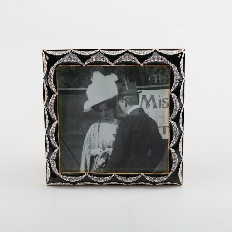Jay Strongwater Enamel and Rhinestone Picture Frame