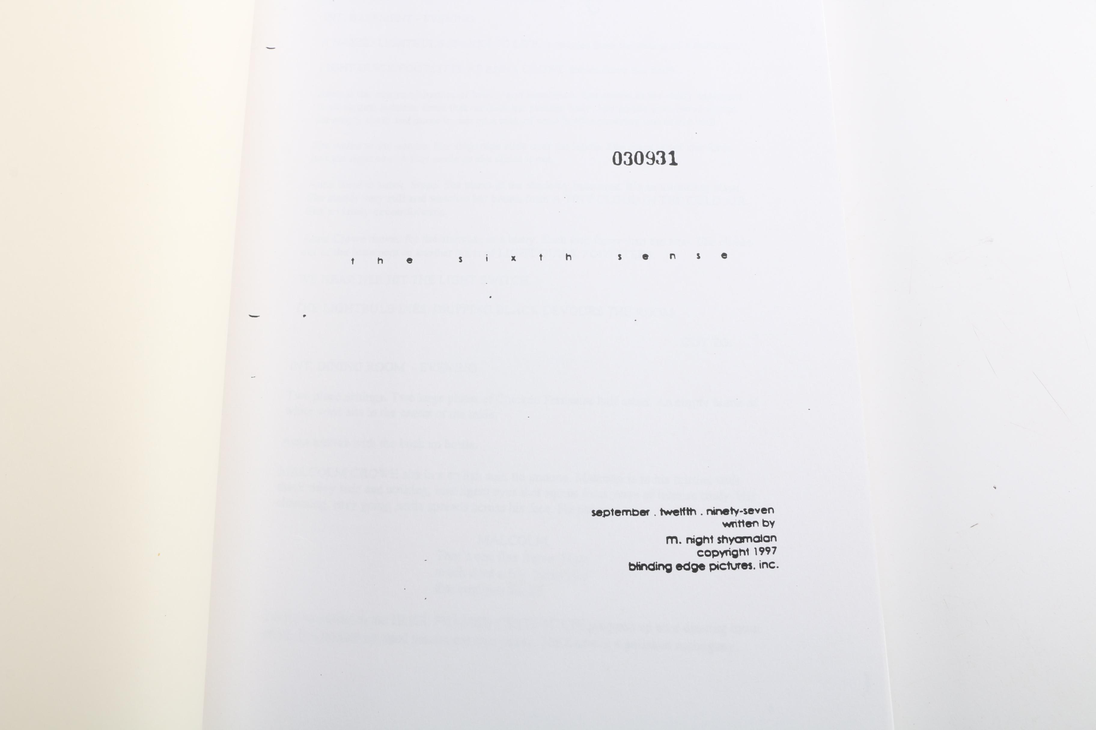 "The Sixth Sense" Screenplay by M. Night Shyamalan