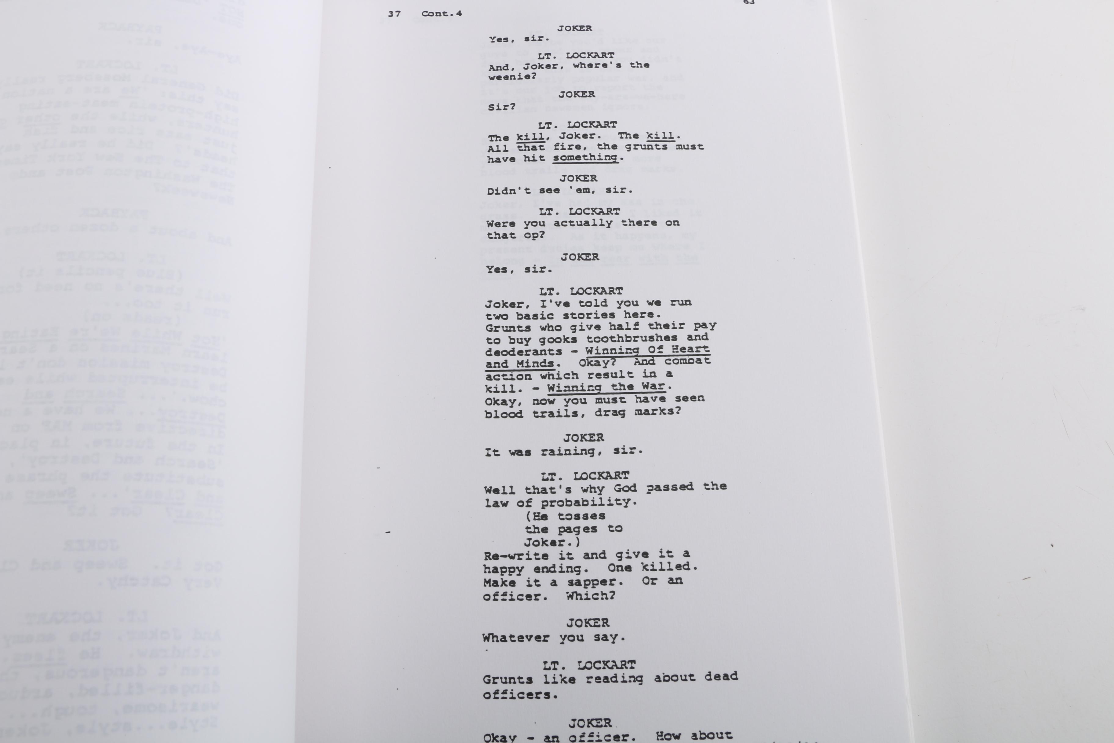 "Full Metal Jacket" Screenplay by  Stanley Kubrick and Michael Herr