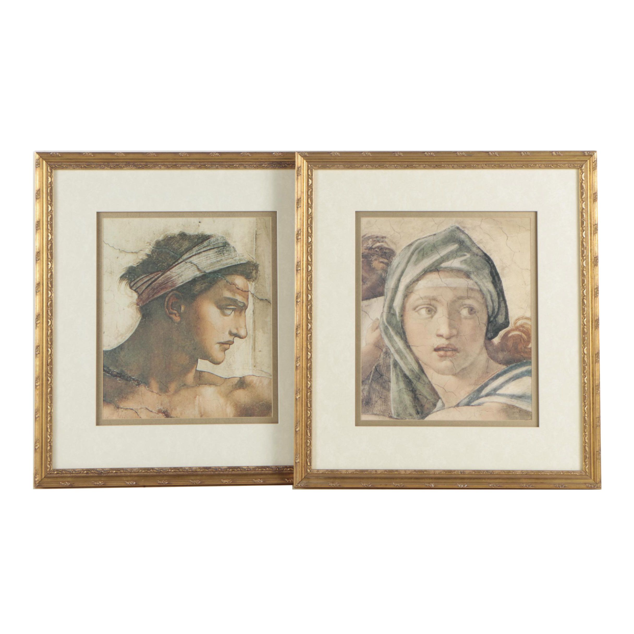Offset Lithographs After Michelangelo of Sistine Chapel Details