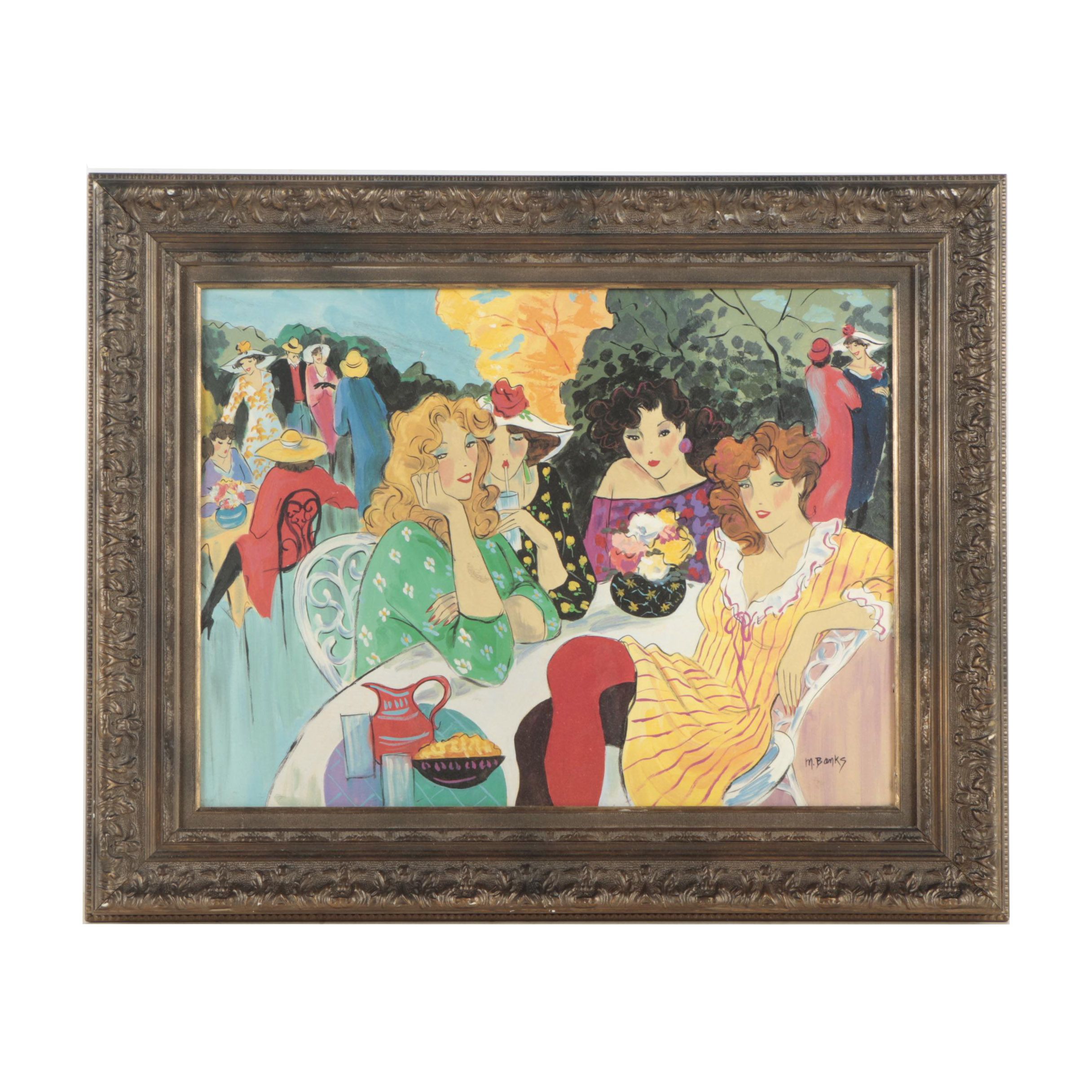 Offset Lithograph After Marcia Banks "On the Terrace"