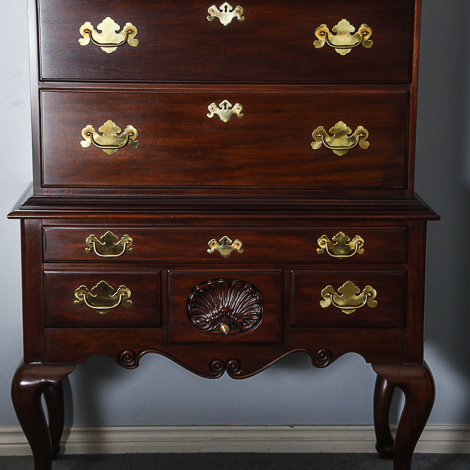 Vintage Chippendale Style Mahogany Highboy Dresser by Henkel-Harris