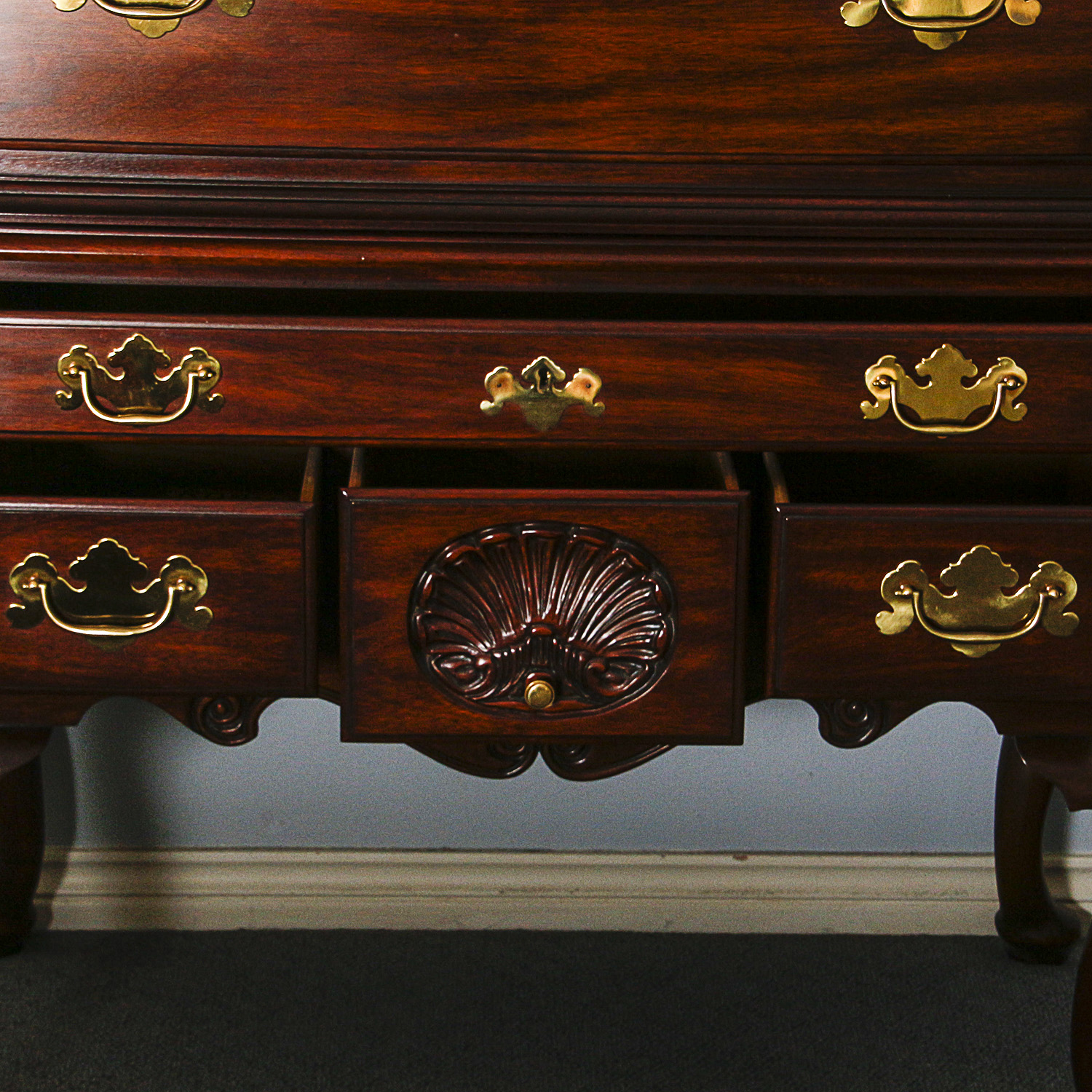 Vintage Chippendale Style Mahogany Highboy Dresser by Henkel-Harris