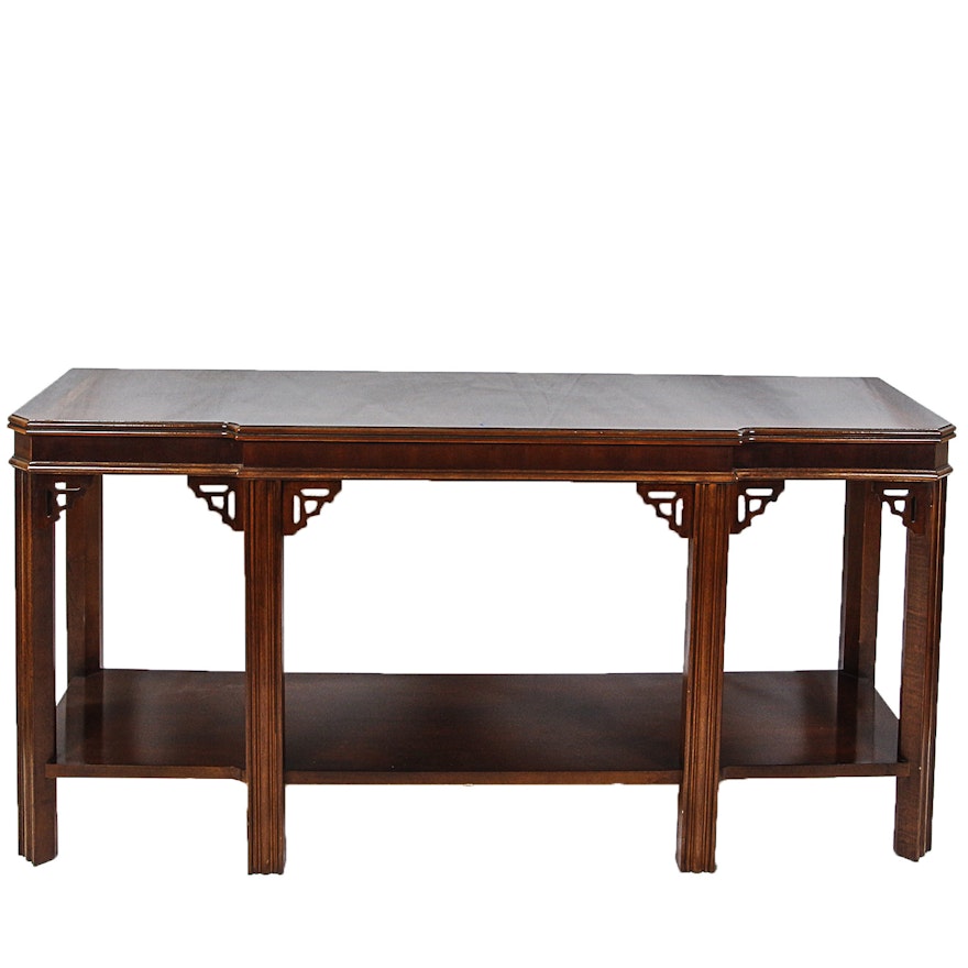 Contemporary Chippendale Style Walnut Console Table