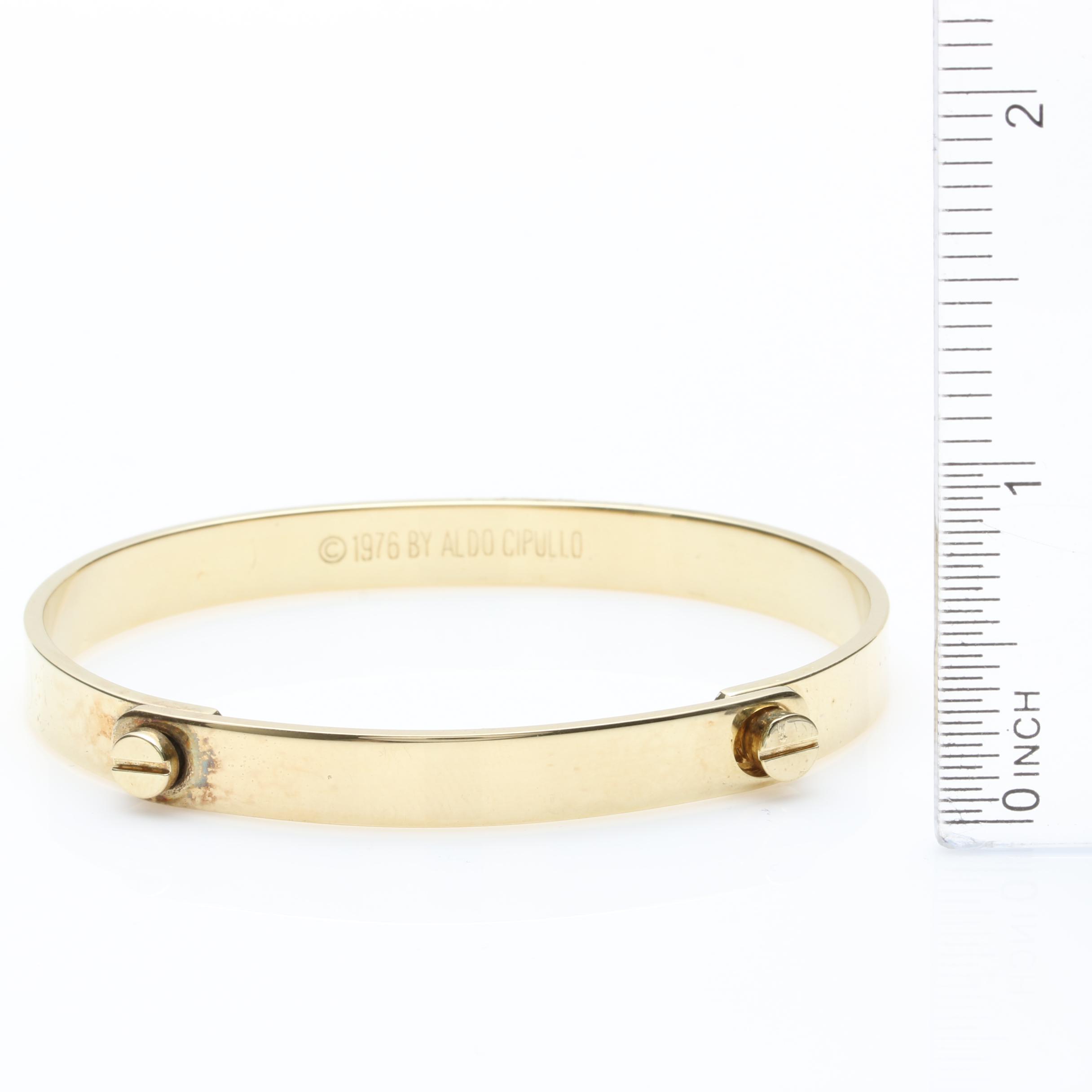 1976 Aldo Cipullo Gold Toned Bracelet