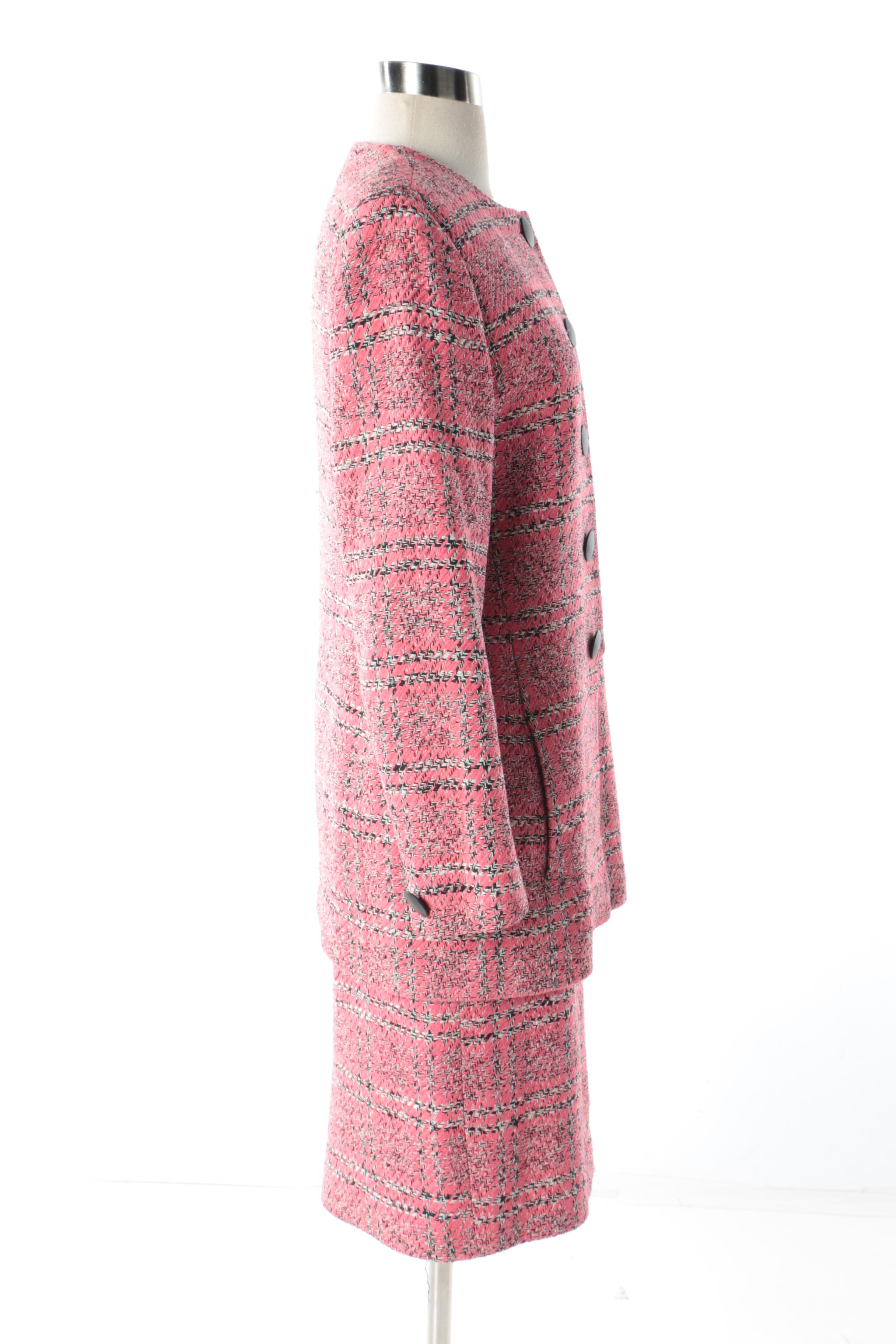 Christian Dior Pink Wool Blend Skirt Suit