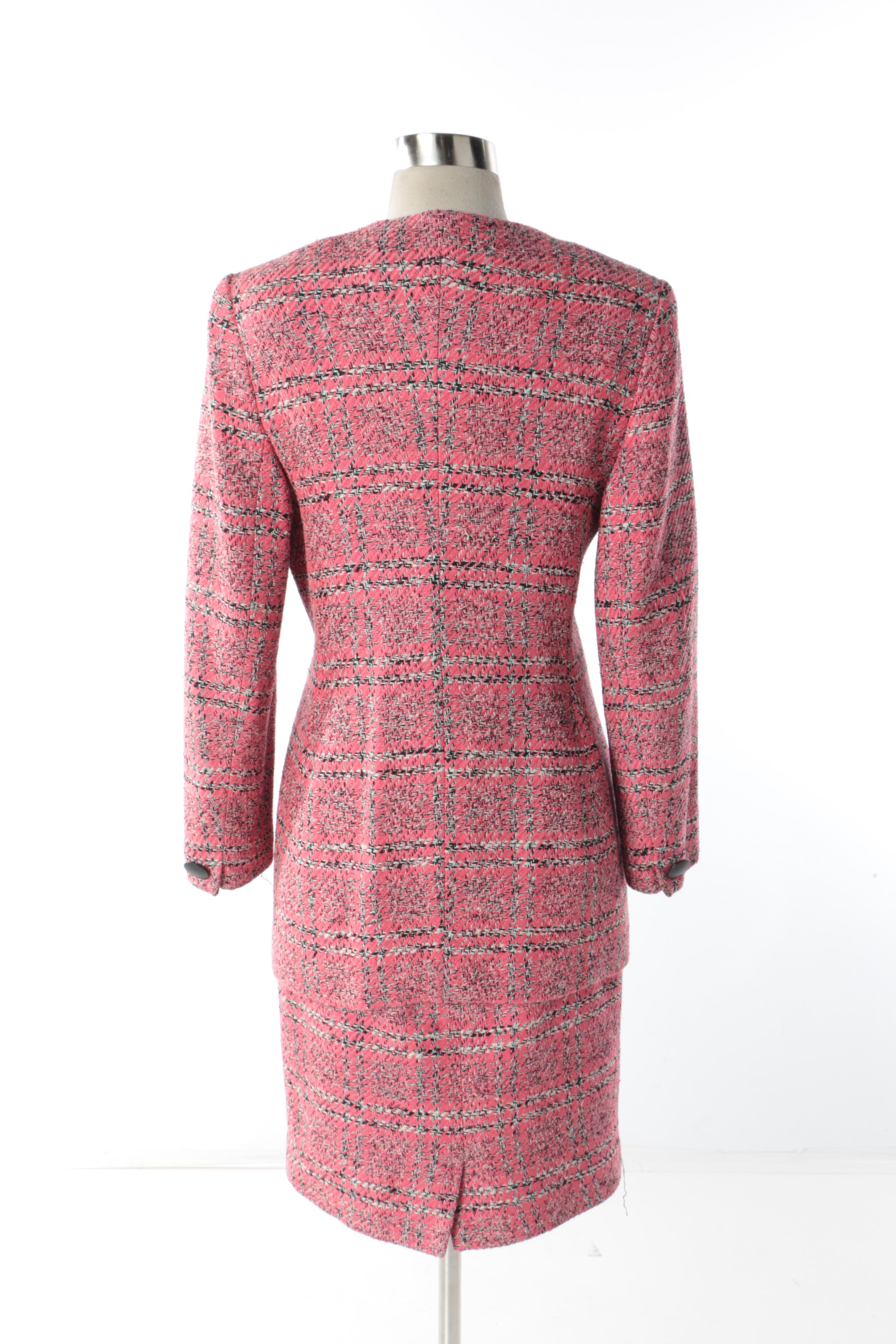 Christian Dior Pink Wool Blend Skirt Suit