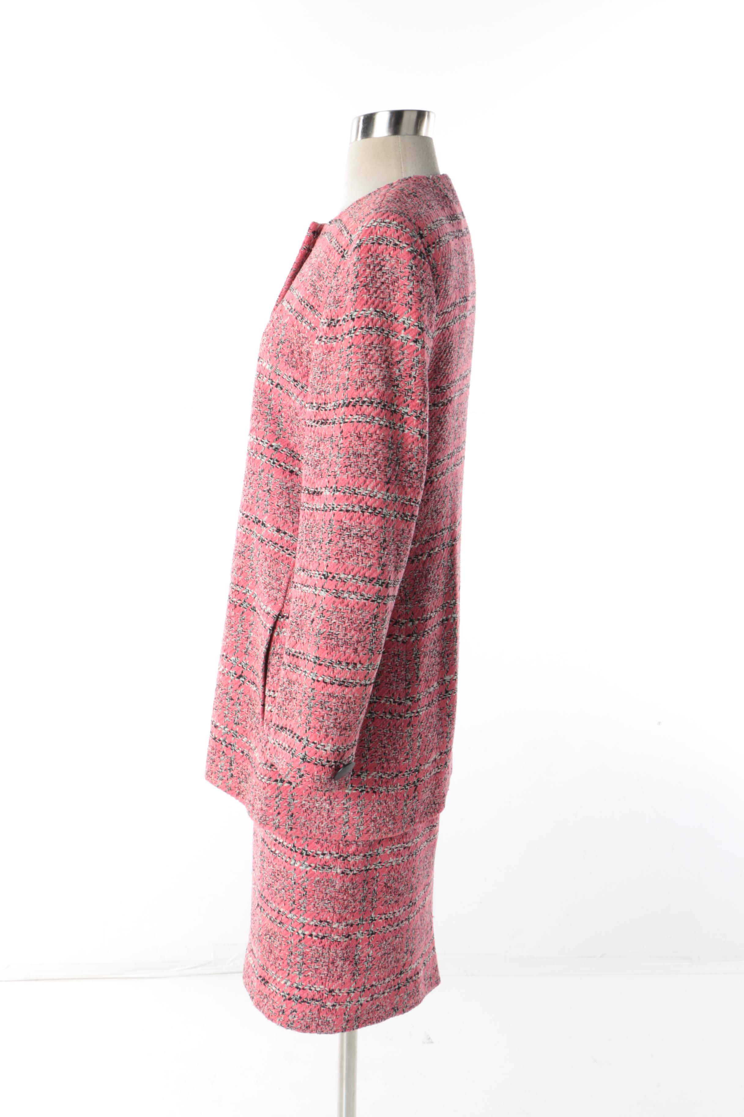 Christian Dior Pink Wool Blend Skirt Suit