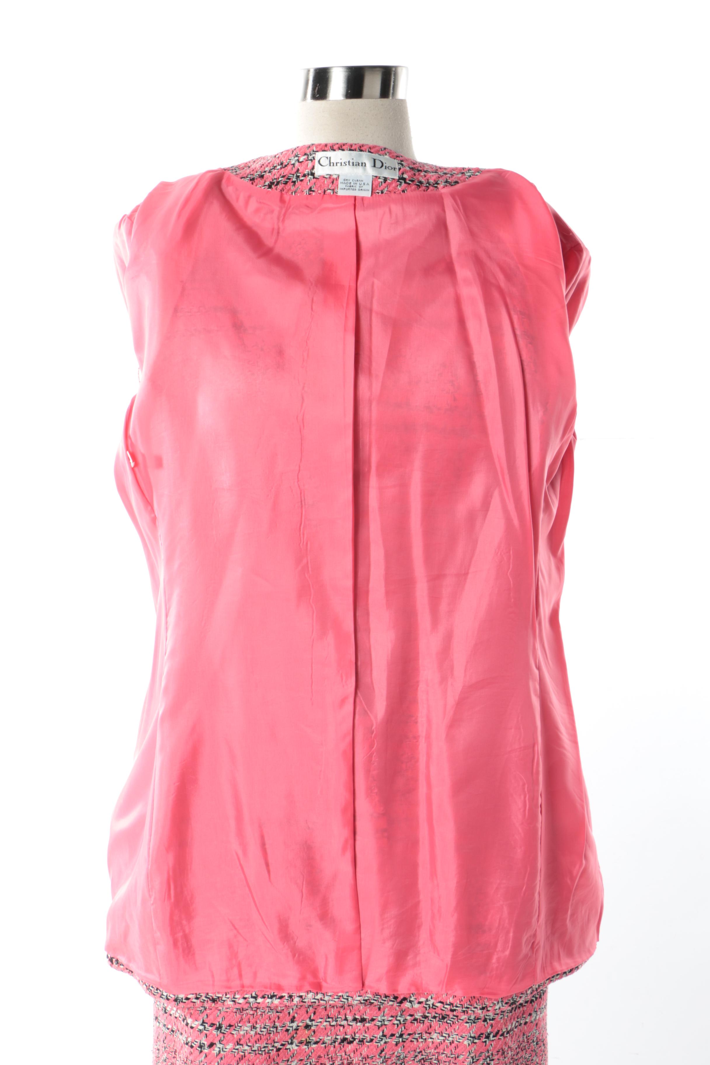 Christian Dior Pink Wool Blend Skirt Suit