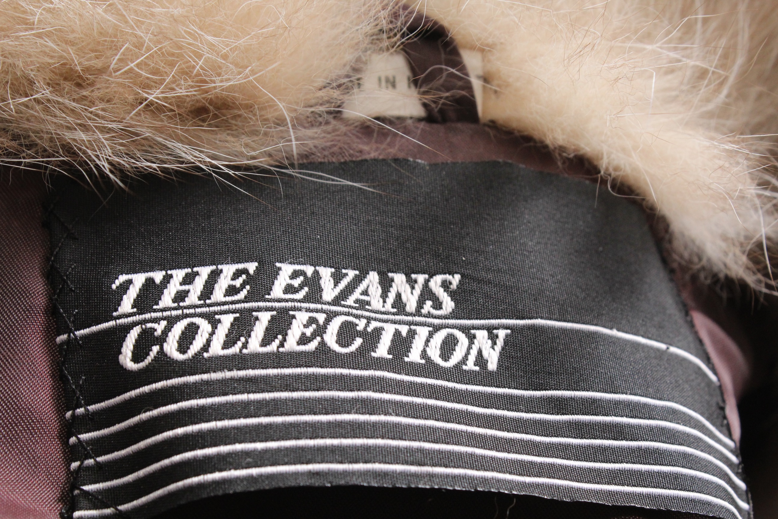 Vintage Evans Collection Brown Mink Fur Coat with Fox Fur Trim