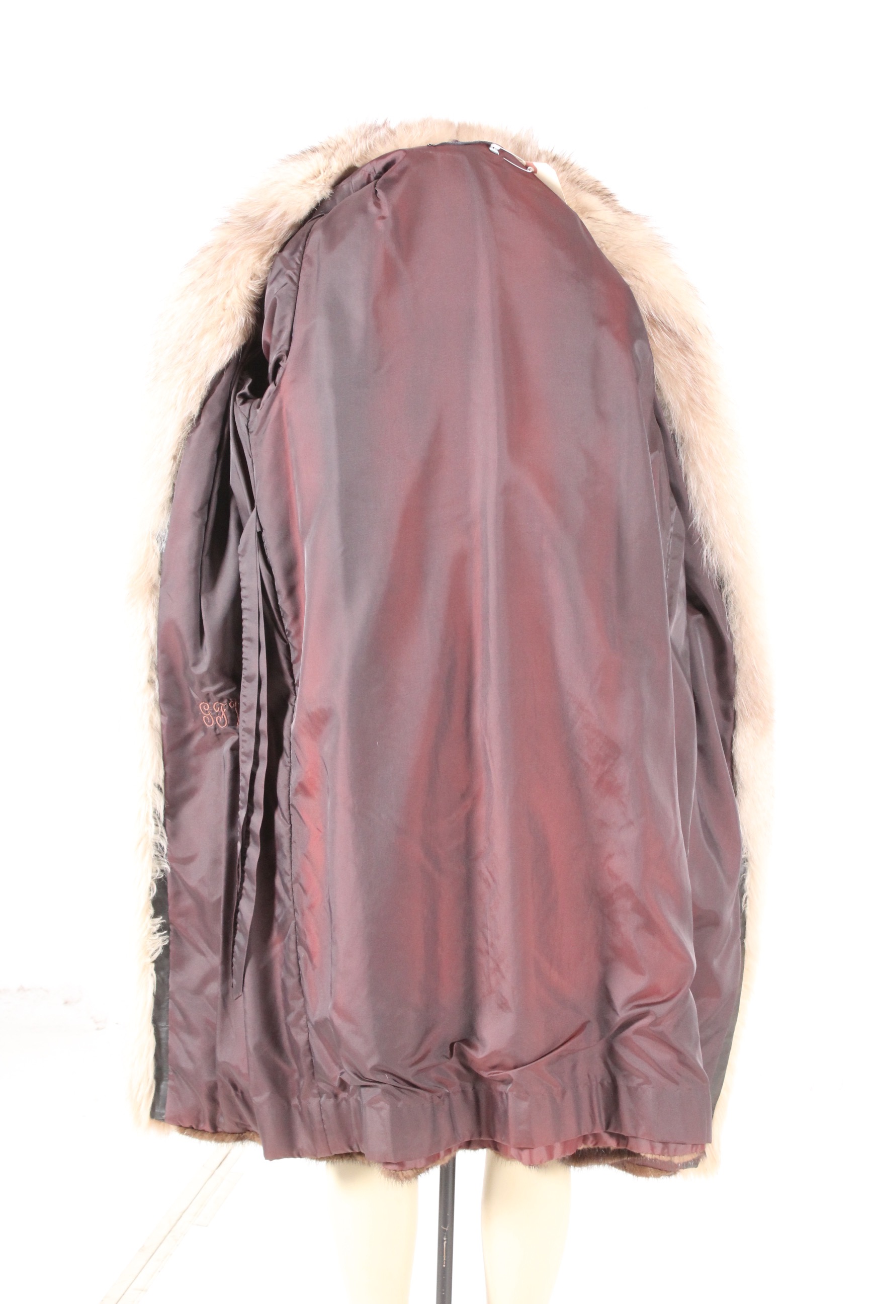 Vintage Evans Collection Brown Mink Fur Coat with Fox Fur Trim