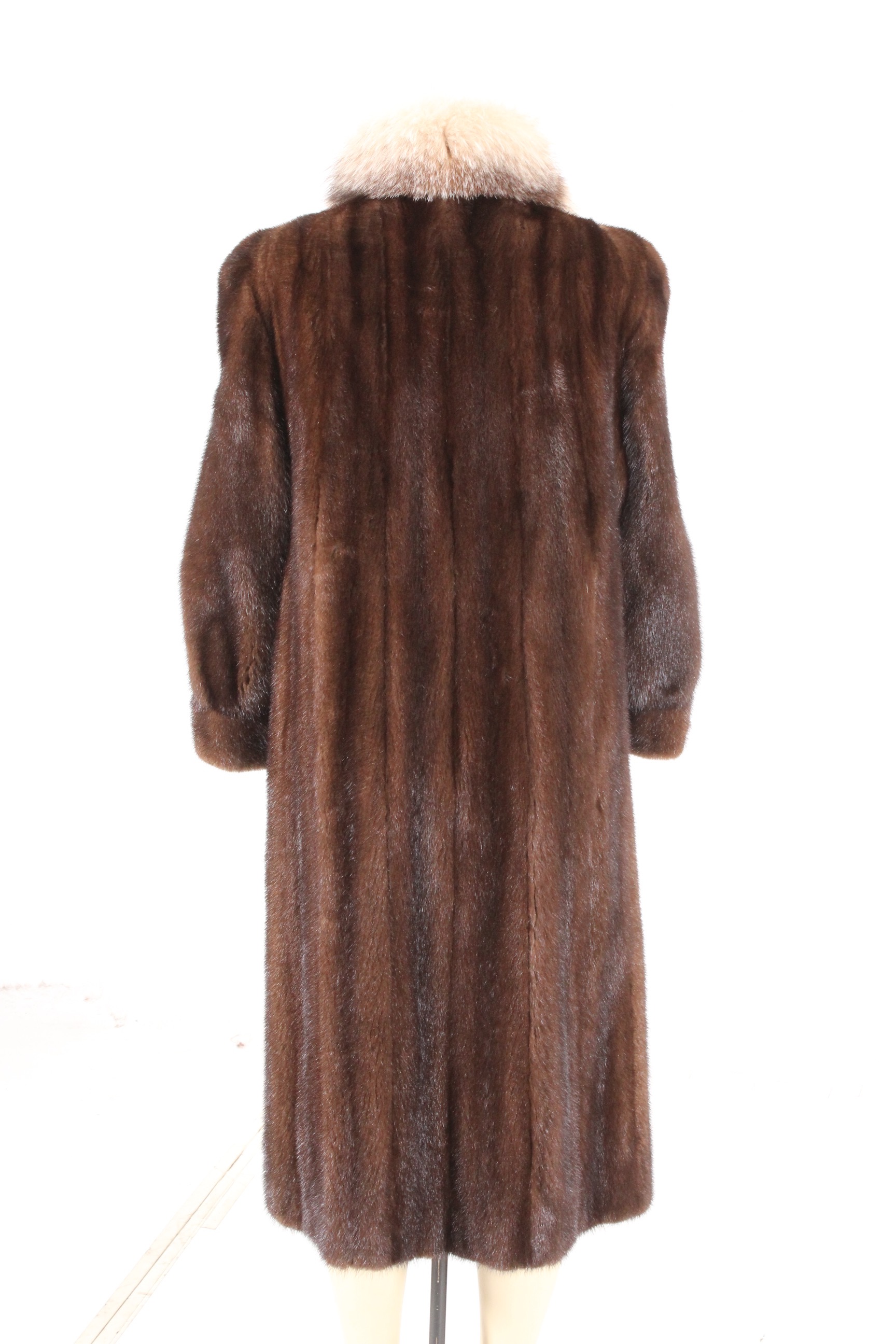 Vintage Evans Collection Brown Mink Fur Coat with Fox Fur Trim