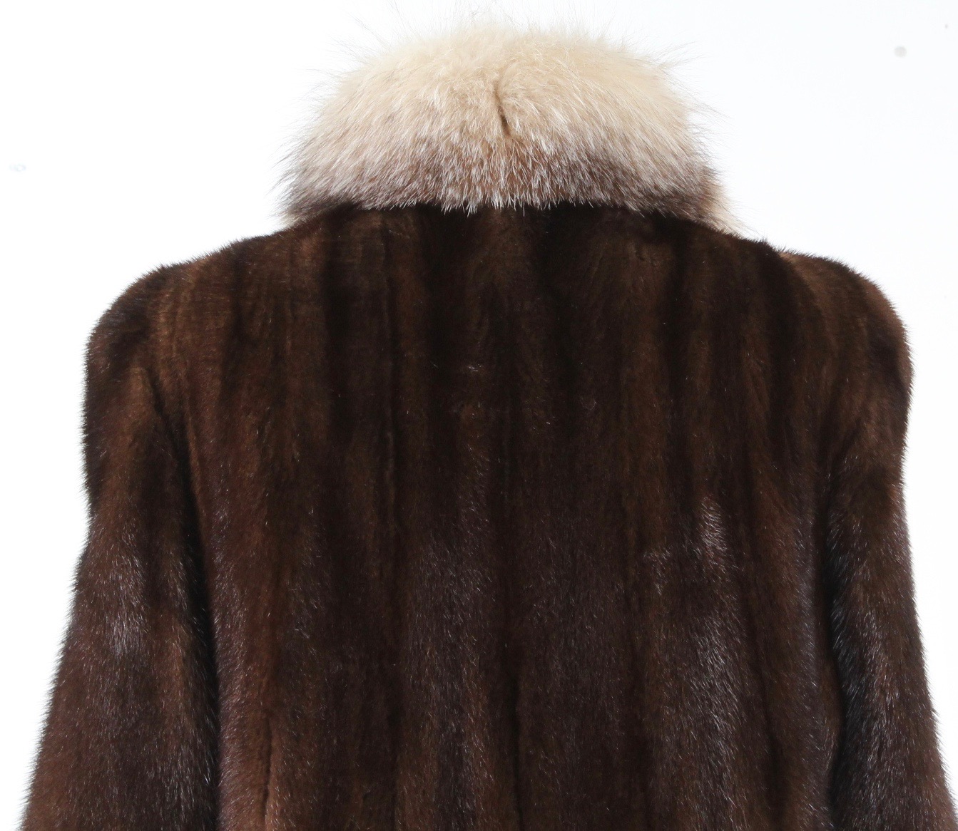 Vintage Evans Collection Brown Mink Fur Coat with Fox Fur Trim
